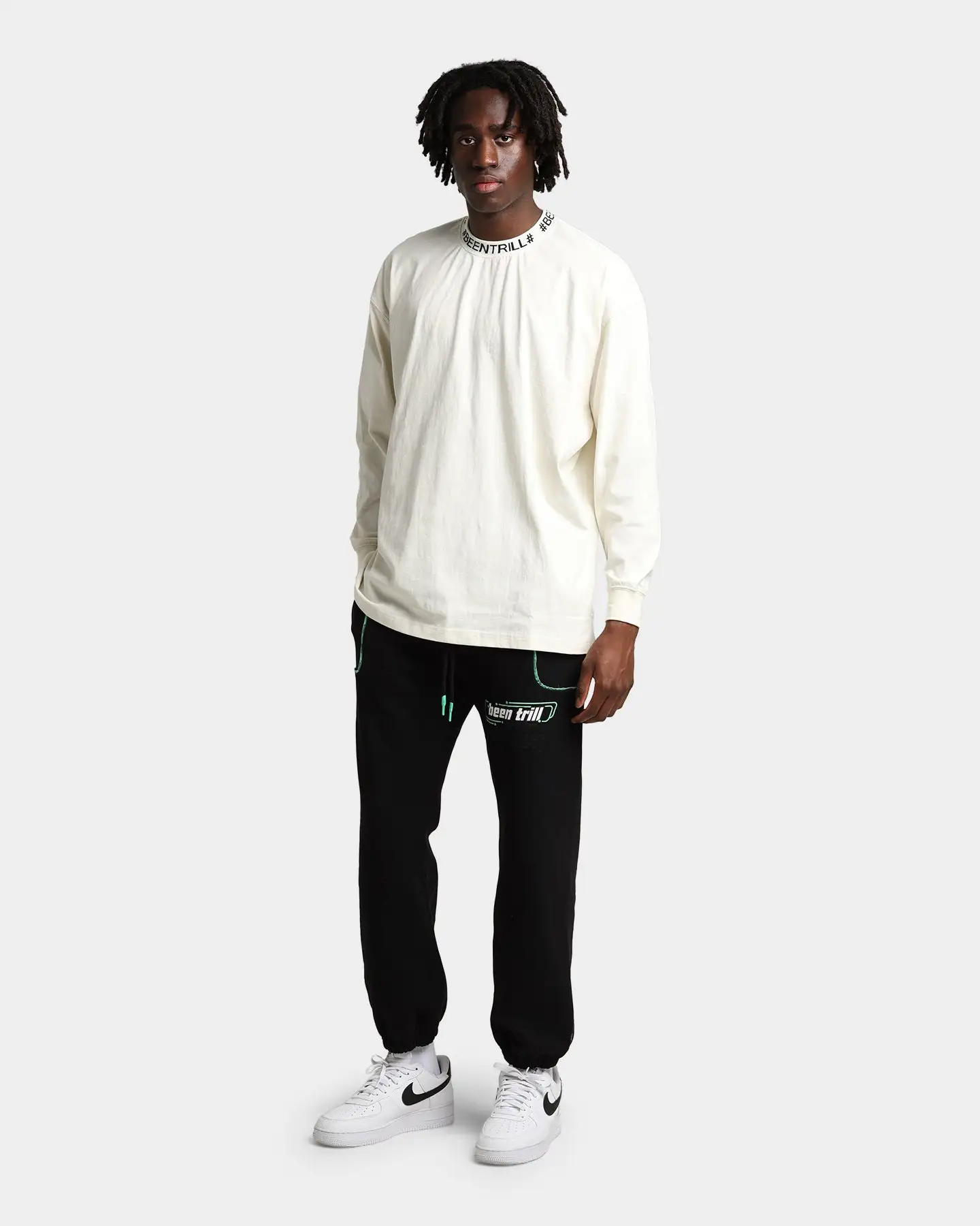 BEEN TRILL BEENTRILL Logo Rib Long Sleeve T-Shirt Off White - Image 2