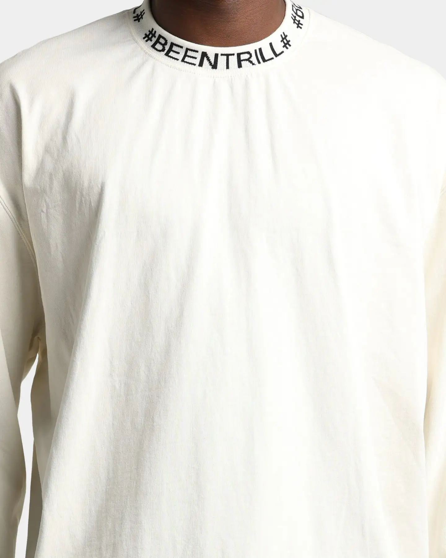 BEEN TRILL BEENTRILL Logo Rib Long Sleeve T-Shirt Off White - Image 3