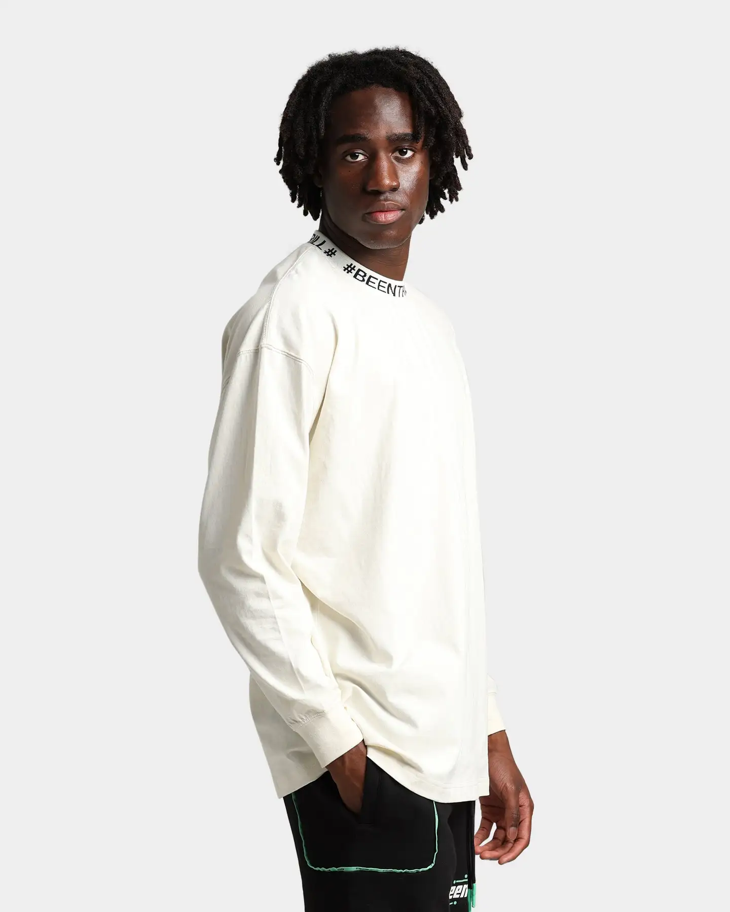 BEEN TRILL BEENTRILL Logo Rib Long Sleeve T-Shirt Off White - Image 5