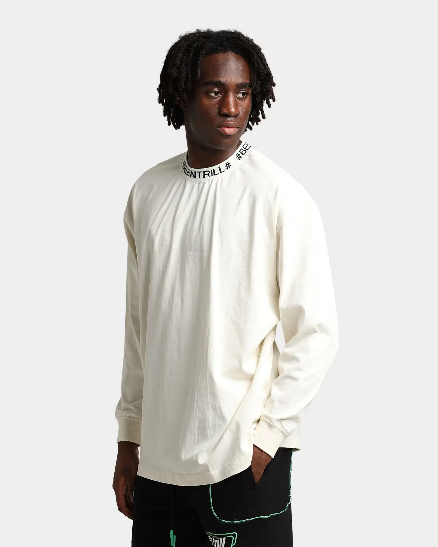 BEEN TRILL BEENTRILL Logo Rib Long Sleeve T-Shirt Off White - Image 6