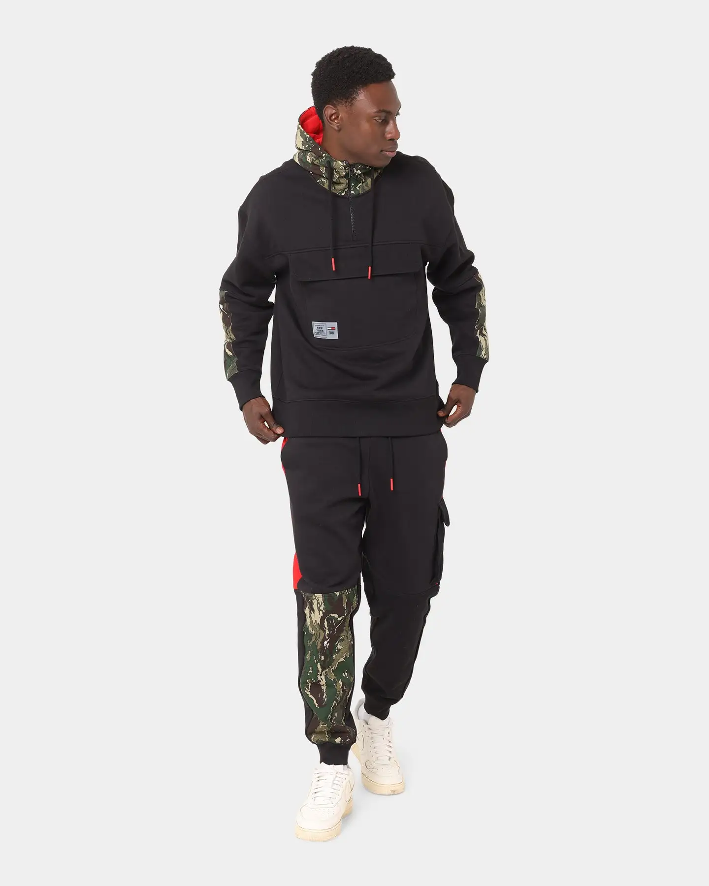 Tommy Jeans Colourblock Camo Track Pants Black - Image 3