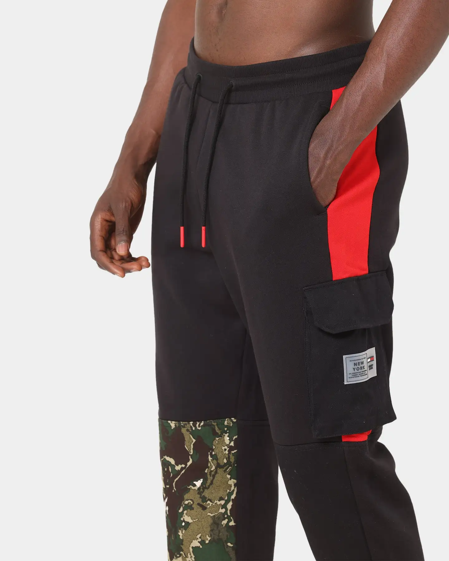 Tommy Jeans Colourblock Camo Track Pants Black - Image 8