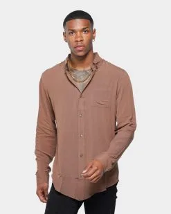 XXIII Crete Long Sleeve Button Up Shirt Chocolate Brown