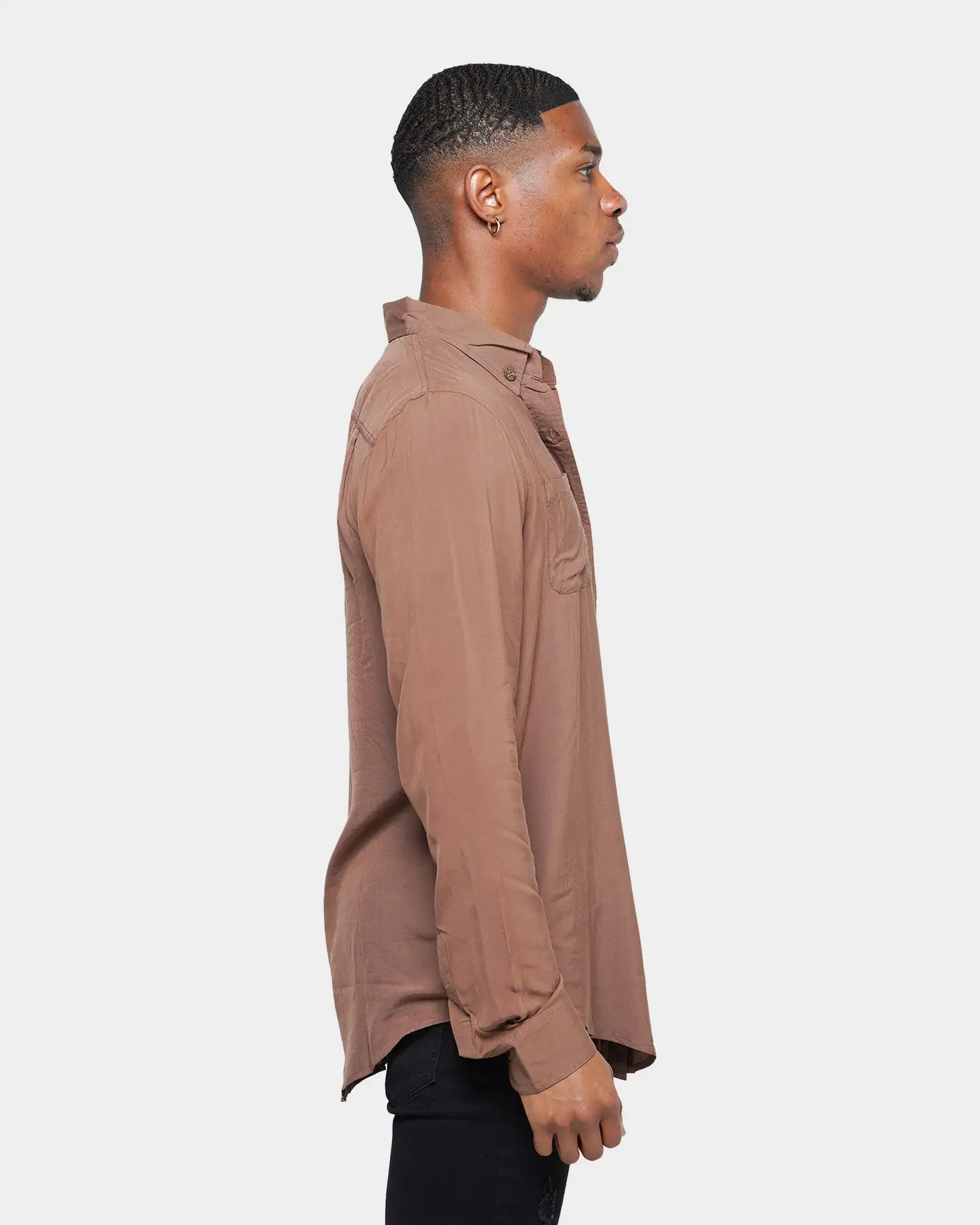 XXIII Crete Long Sleeve Button Up Shirt Chocolate Brown - Image 4