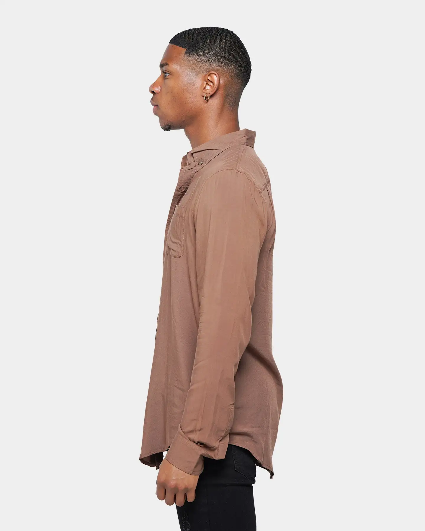 XXIII Crete Long Sleeve Button Up Shirt Chocolate Brown - Image 5