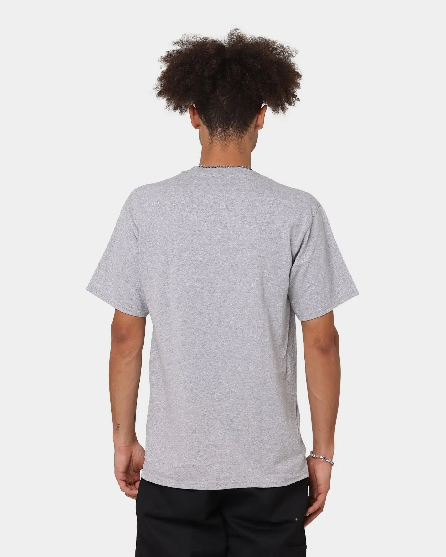 Huf Essentials OG Logo T-Shirt Grey Heather - Image 4