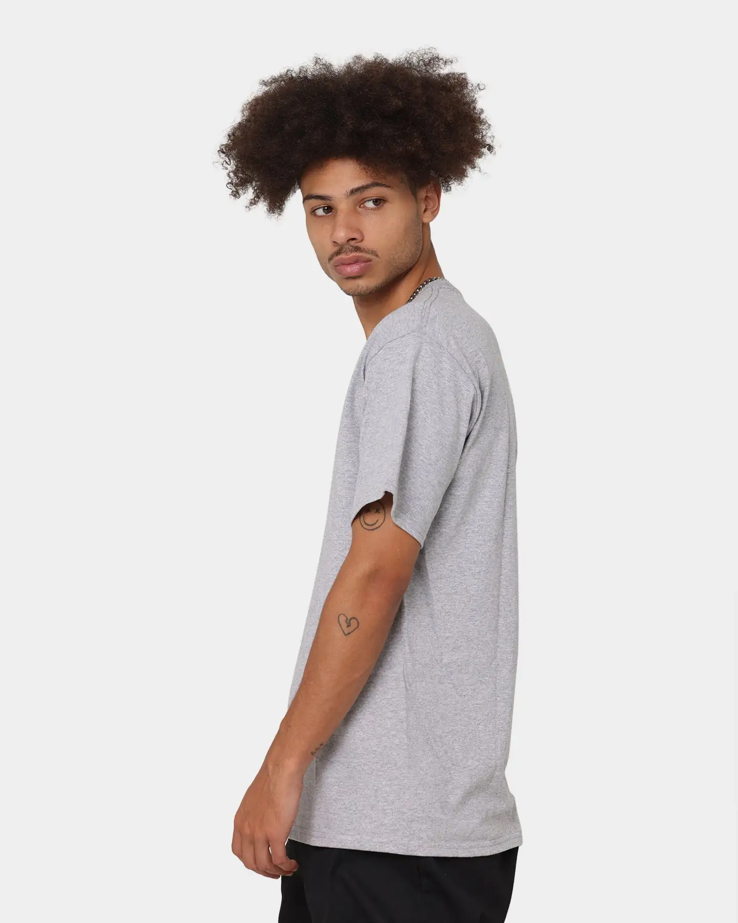 Huf Essentials OG Logo T-Shirt Grey Heather - Image 6