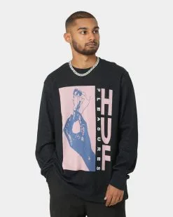 HUF X Pleasures Light Up Jacquard Long Sleeve Knit T-Shirt Black