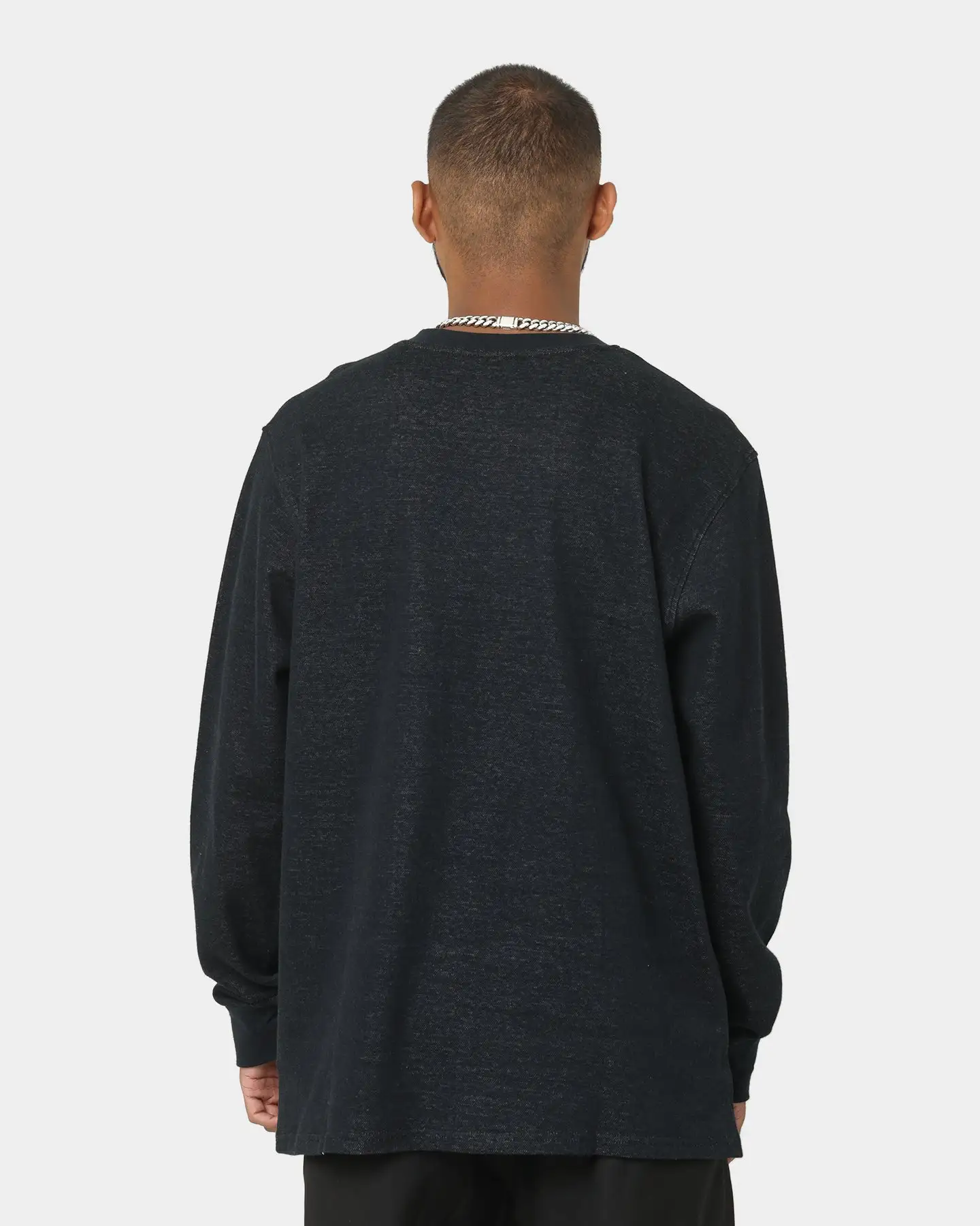 HUF X Pleasures Light Up Jacquard Long Sleeve Knit T-Shirt Black - Image 4