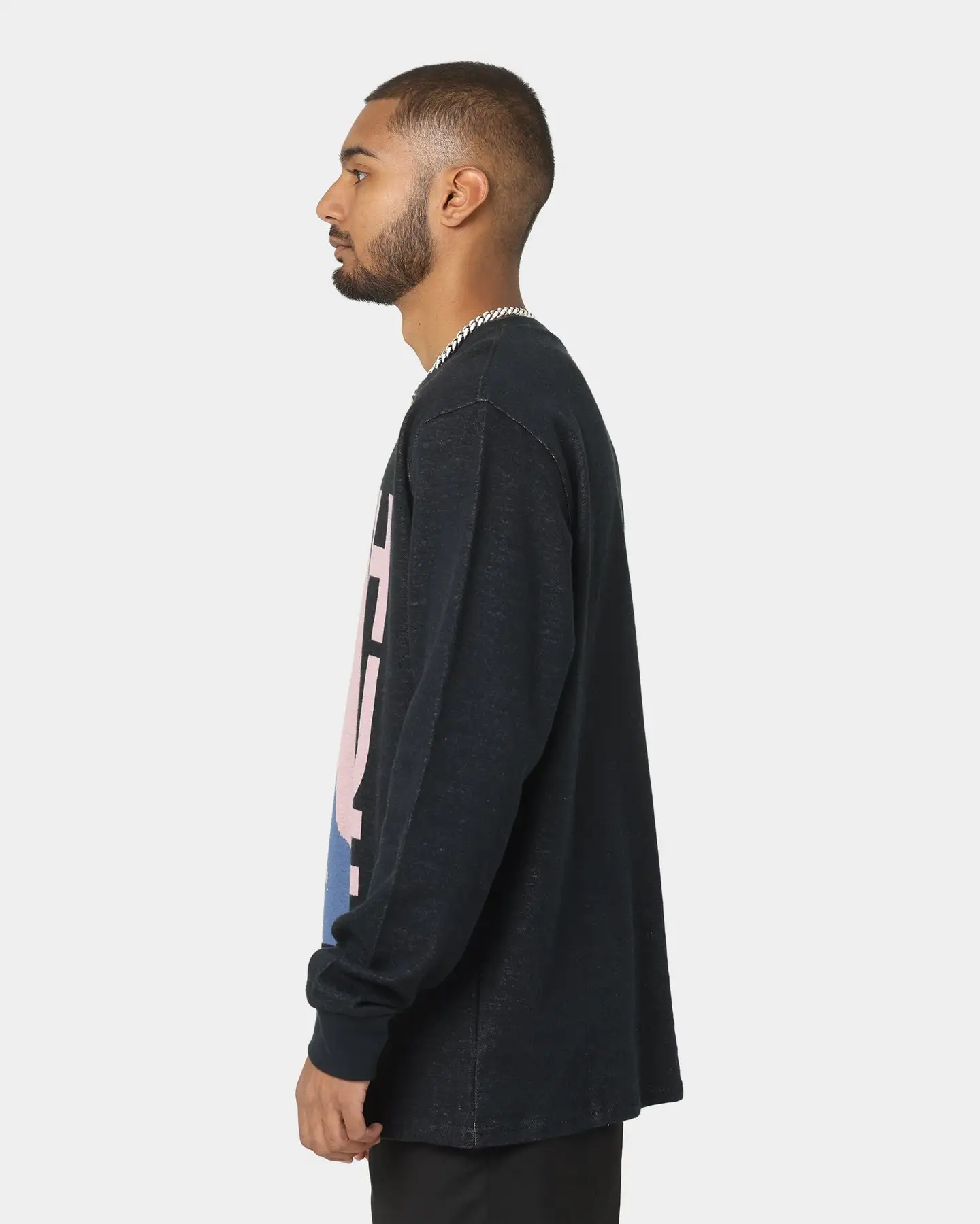 HUF X Pleasures Light Up Jacquard Long Sleeve Knit T-Shirt Black - Image 6