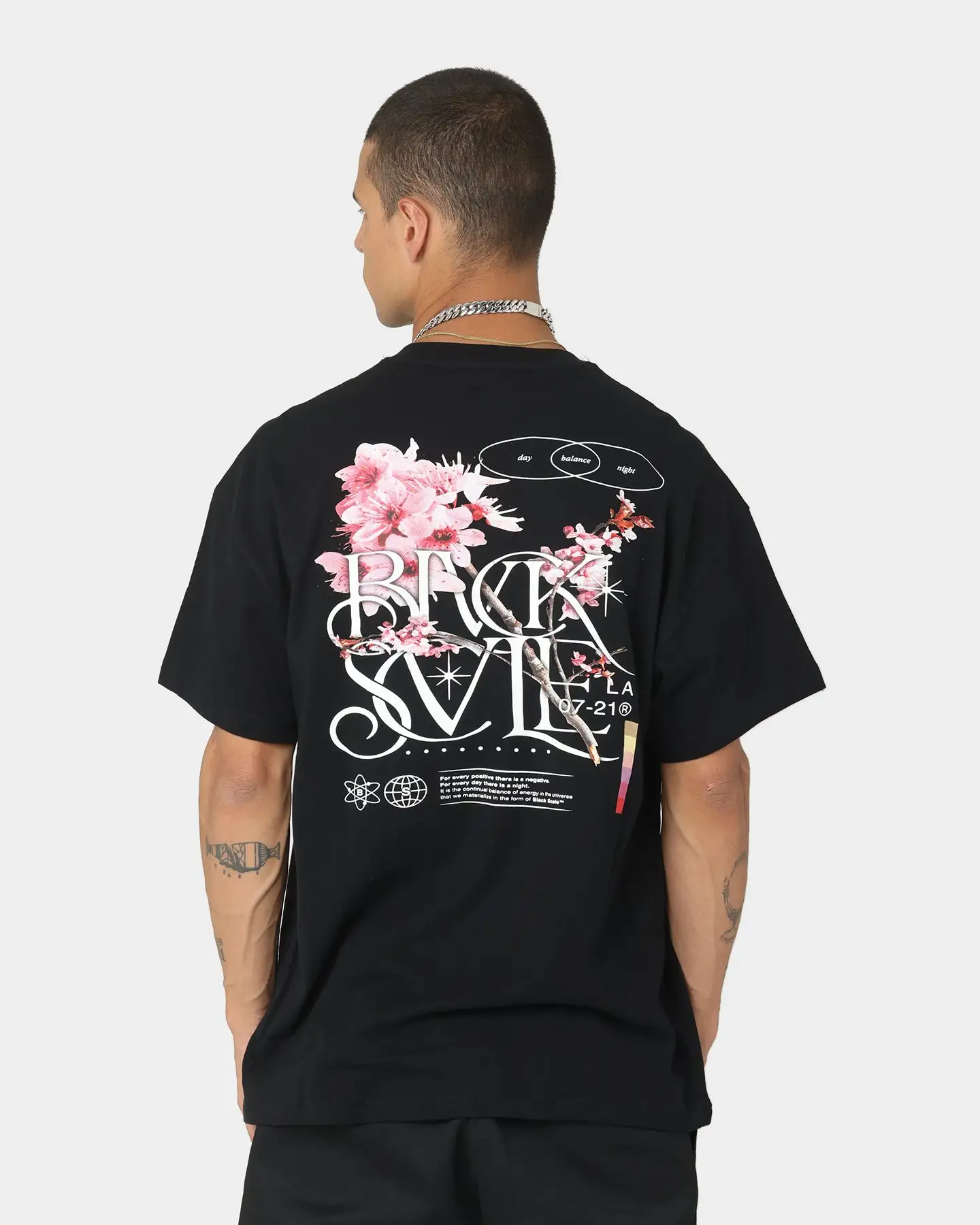 Black Scale Blossom T-Shirt Black