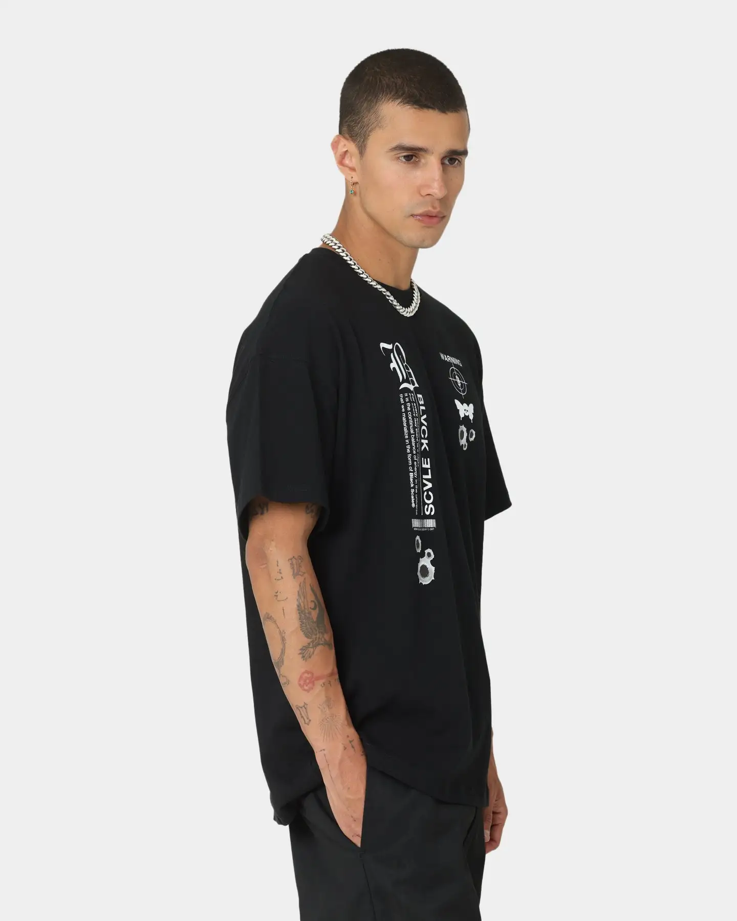 Black Scale Warning T-Shirt Black - Image 5