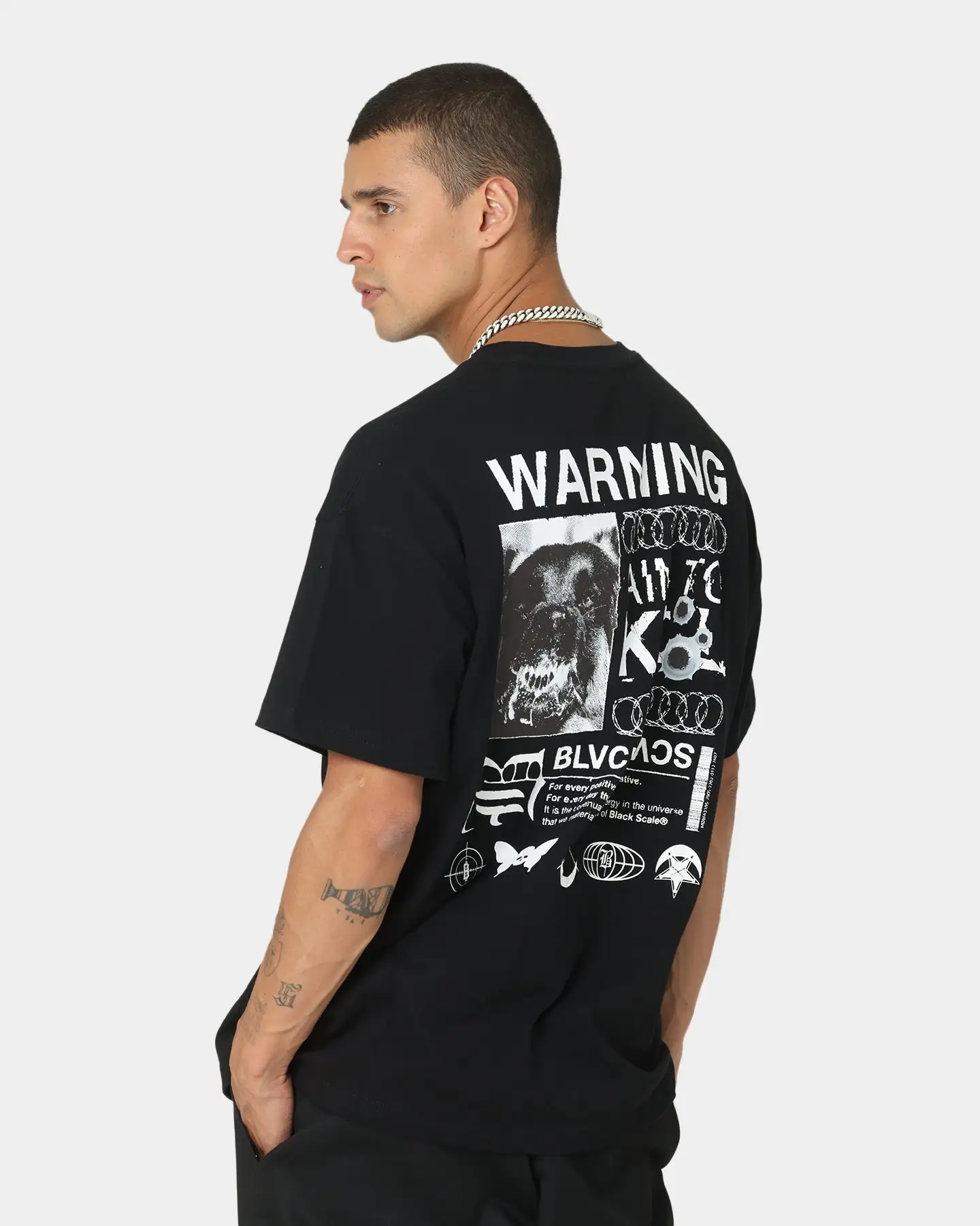 Black Scale Warning T-Shirt Black - Image 8