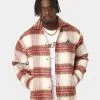 Last Kings Metal Badge Wool Coat Tan/Red