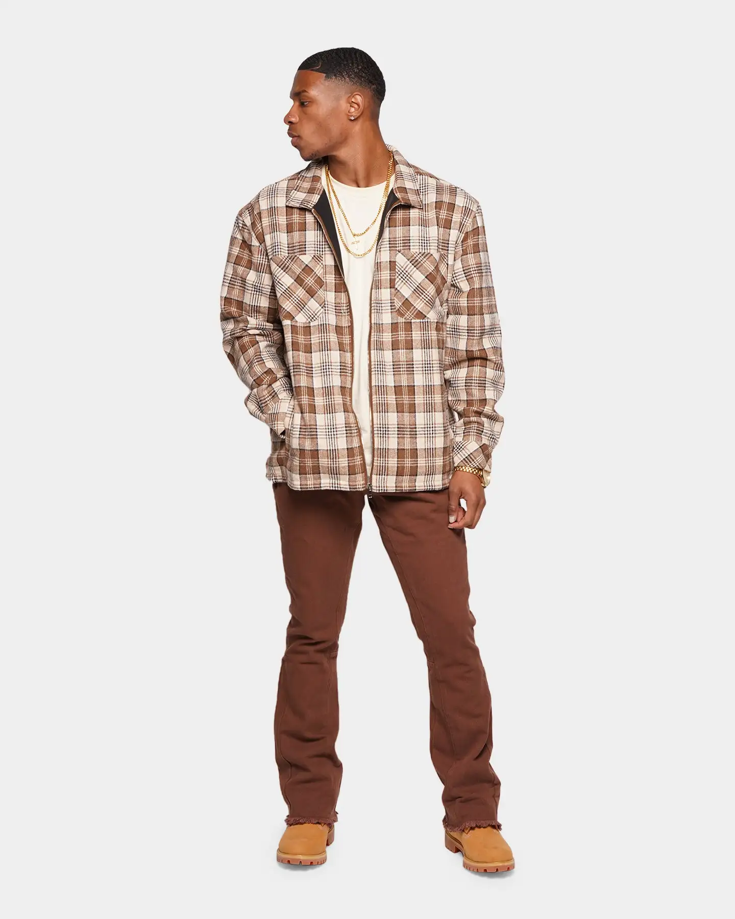 XXIII Soren Plaid Bomber Jacket Brown - Image 2
