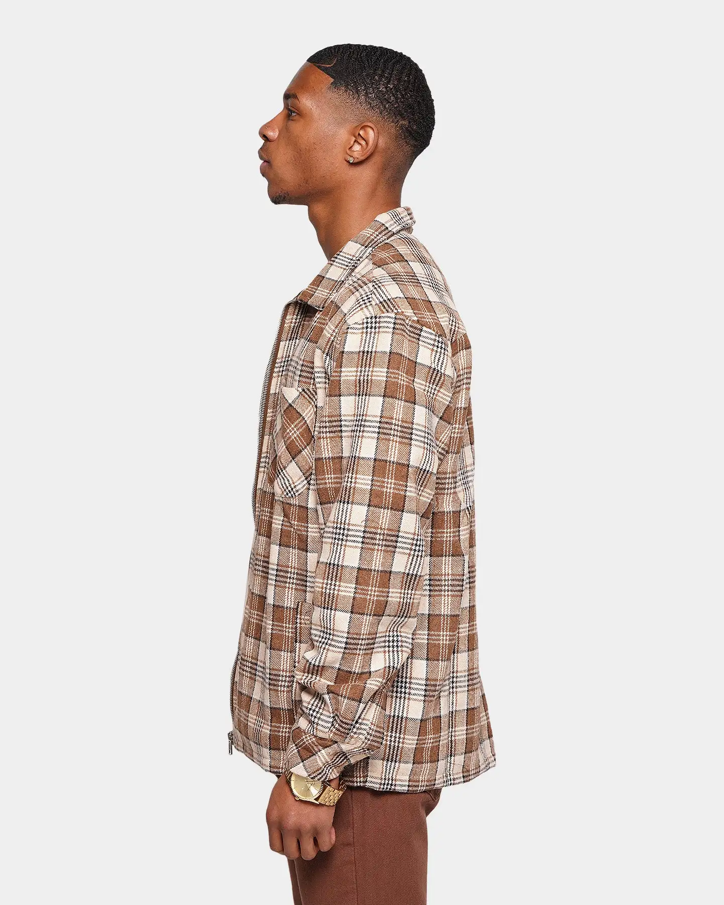 XXIII Soren Plaid Bomber Jacket Brown - Image 6