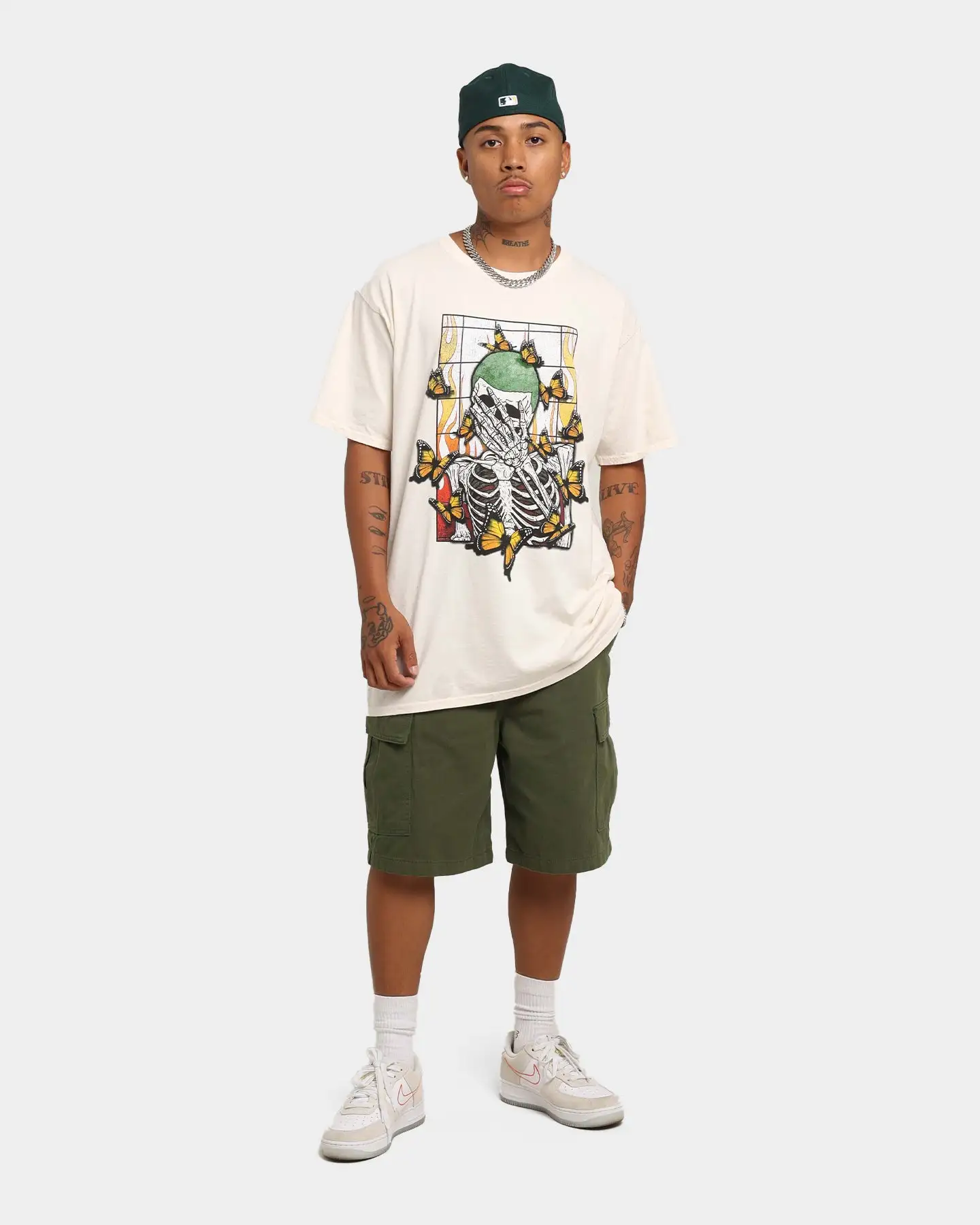 Goat Crew Green Skeleton Vintage T-Shirt Off White - Image 2