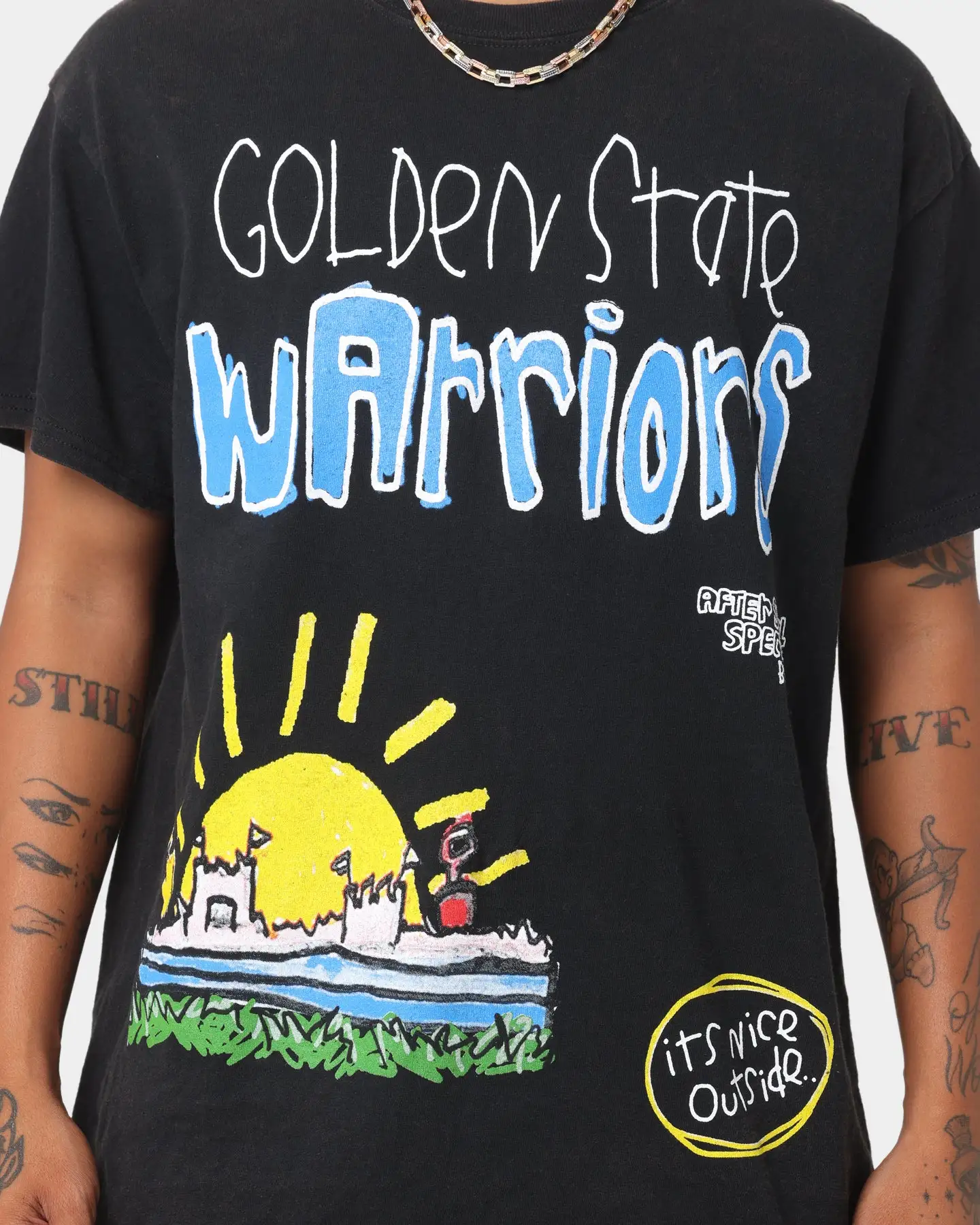 After School Special Golden State Warriors T-Shirt Black Wash - Image 3