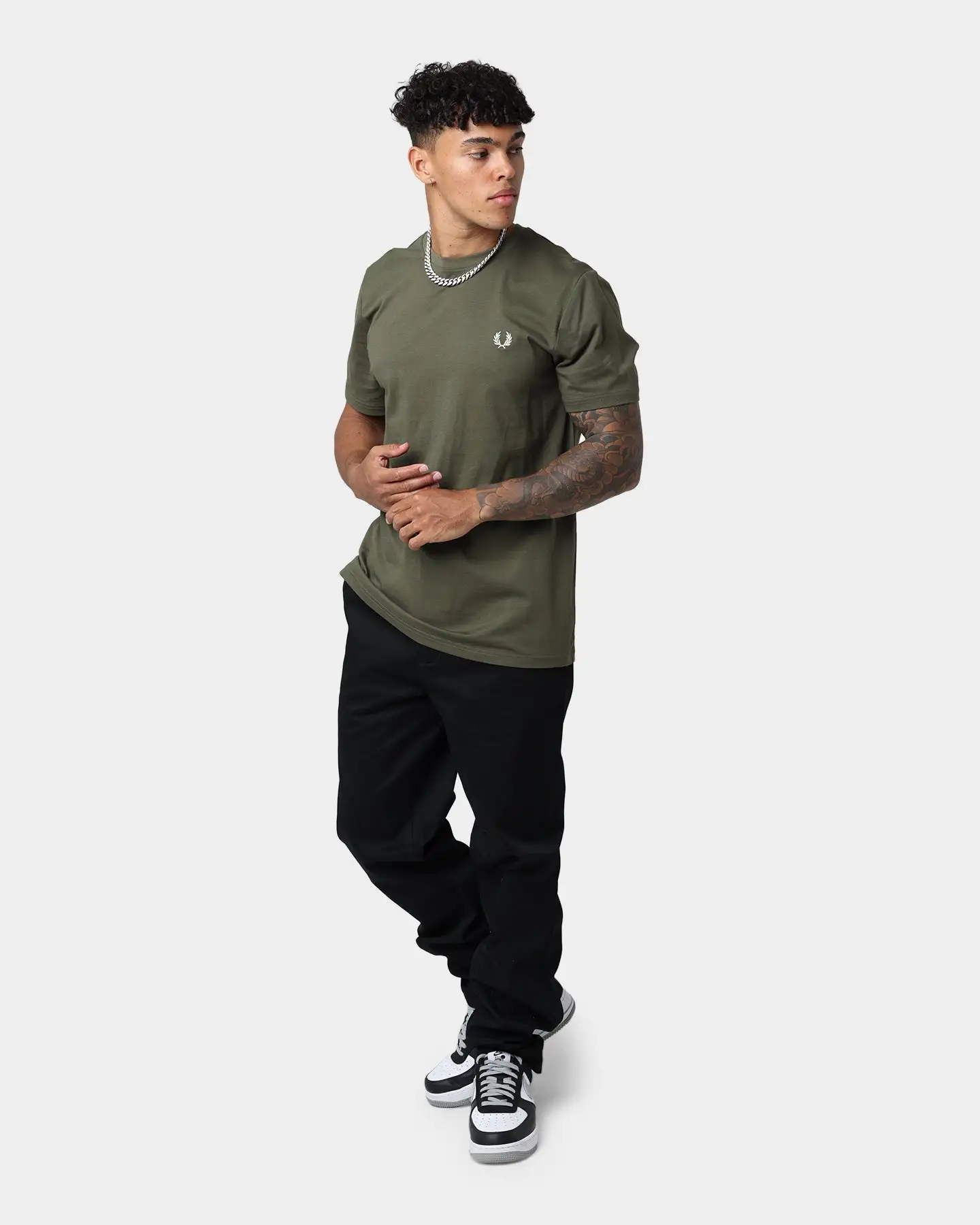 Fred Perry Graphic Print T-Shirt Military Green - Image 2