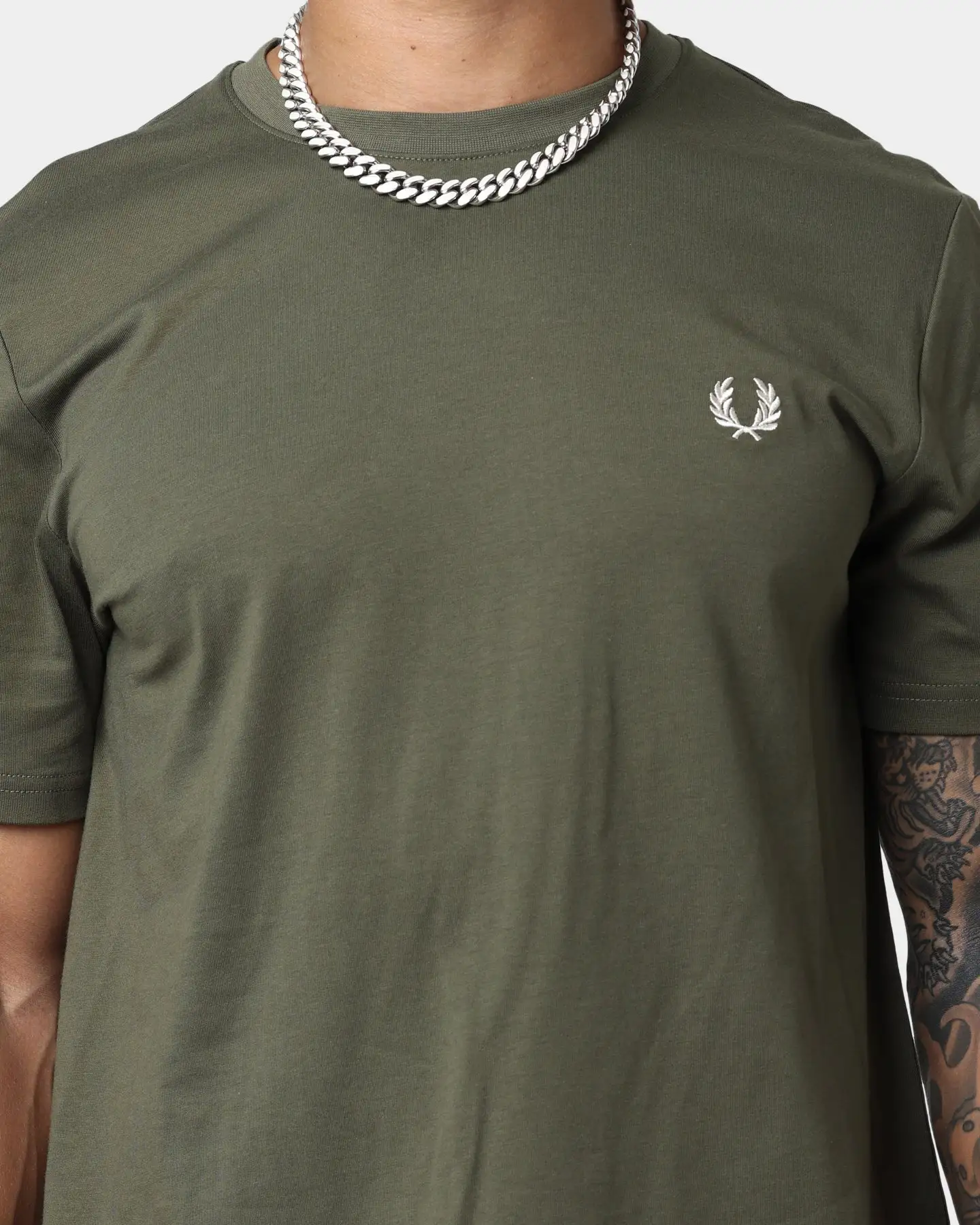 Fred Perry Graphic Print T-Shirt Military Green - Image 3