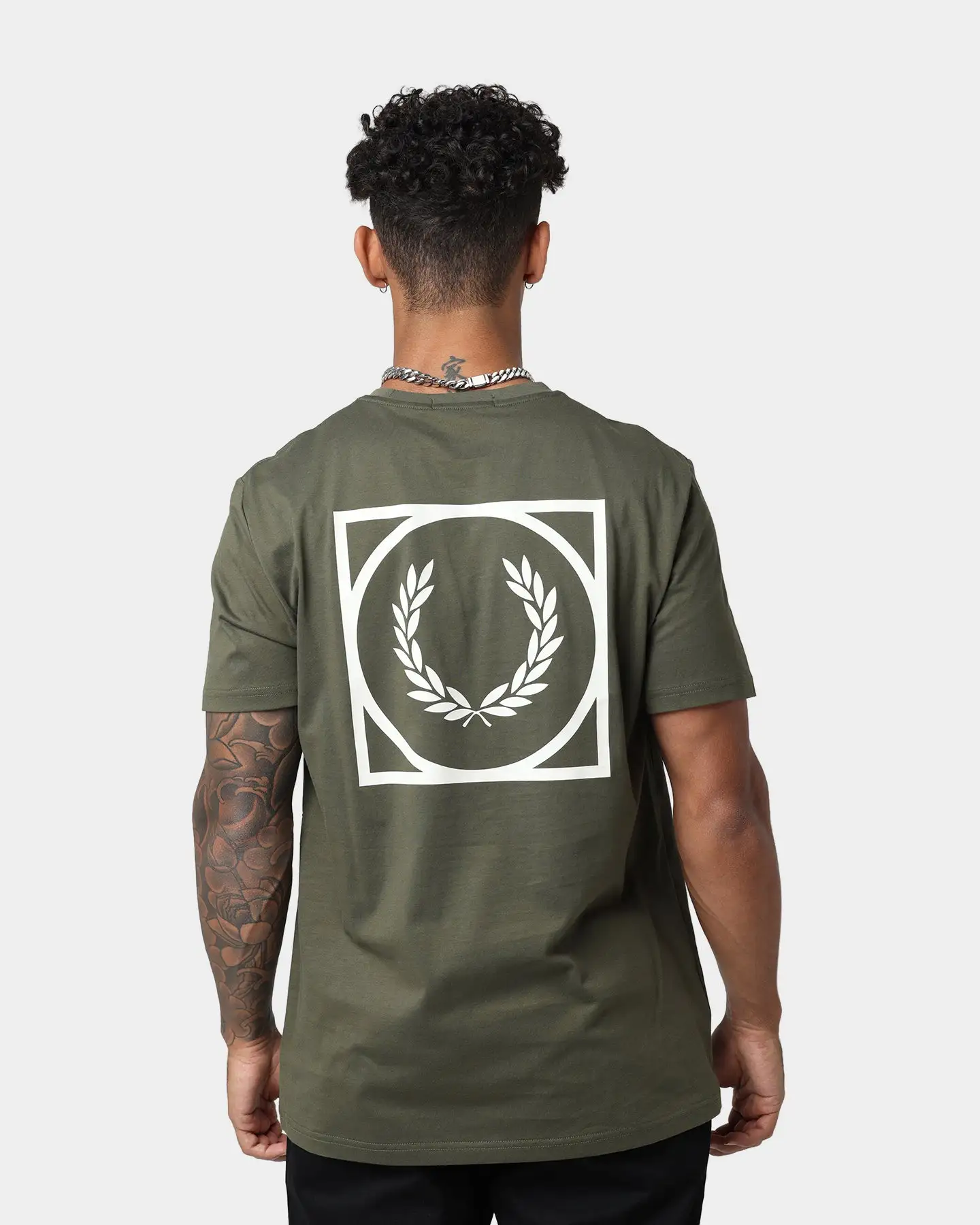 Fred Perry Graphic Print T-Shirt Military Green - Image 4