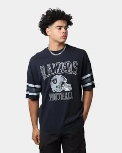 Majestic Athletic Las Vegas Raiders Stripe Vintage T-Shirt Faded Black