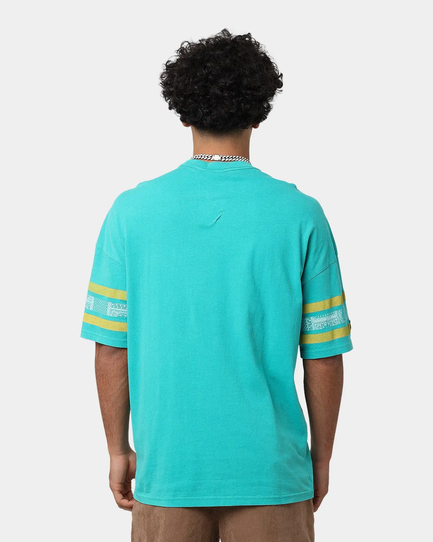 Majestic Athletic Anaheim Ducks Paisley Stripe Vintage T-Shirt Faded Teal - Image 4