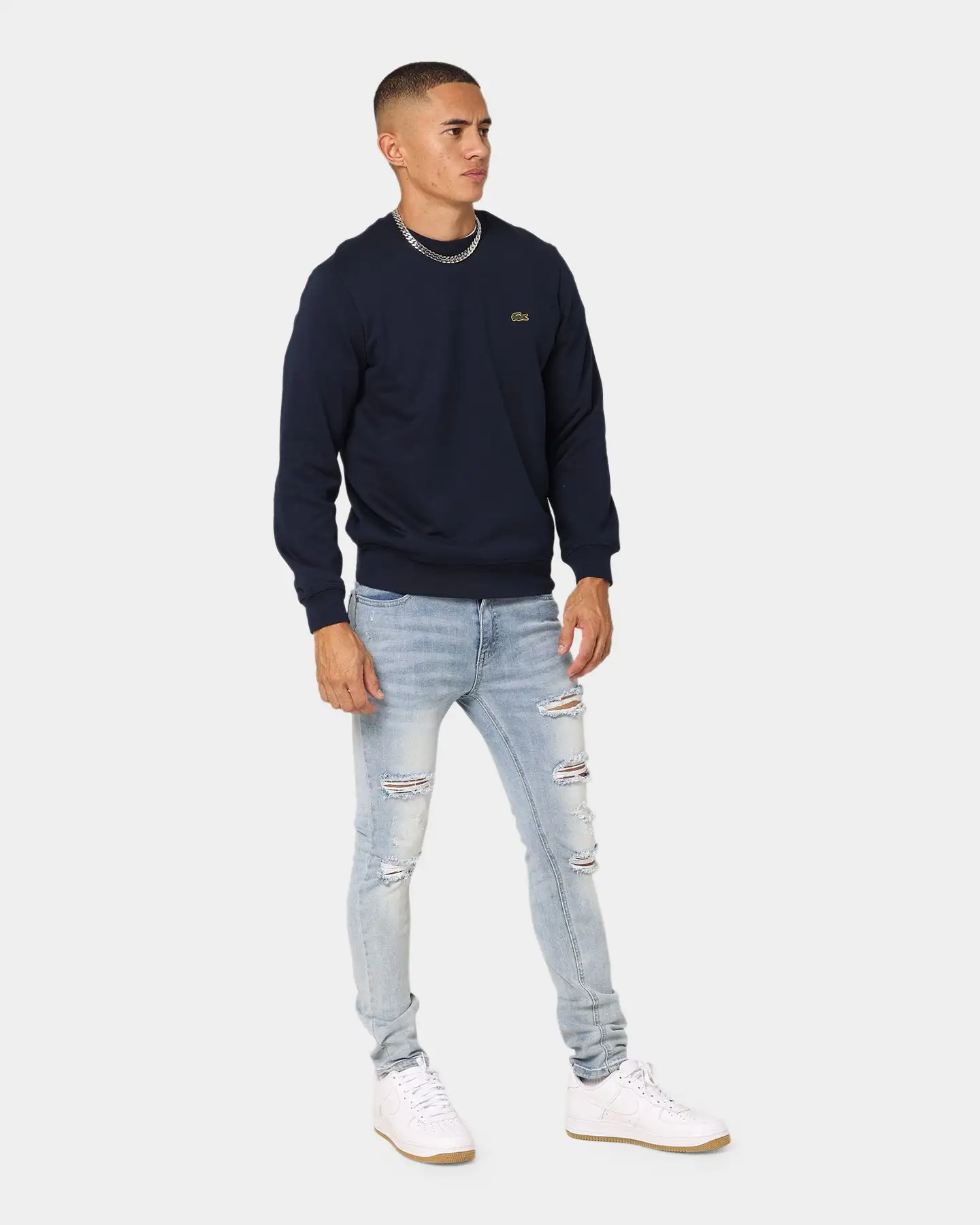 Lacoste Gold Stitch Crewneck Navy - Image 2
