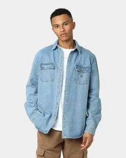 X-Large Denim Long Sleeve Work Shirt Mid Blue