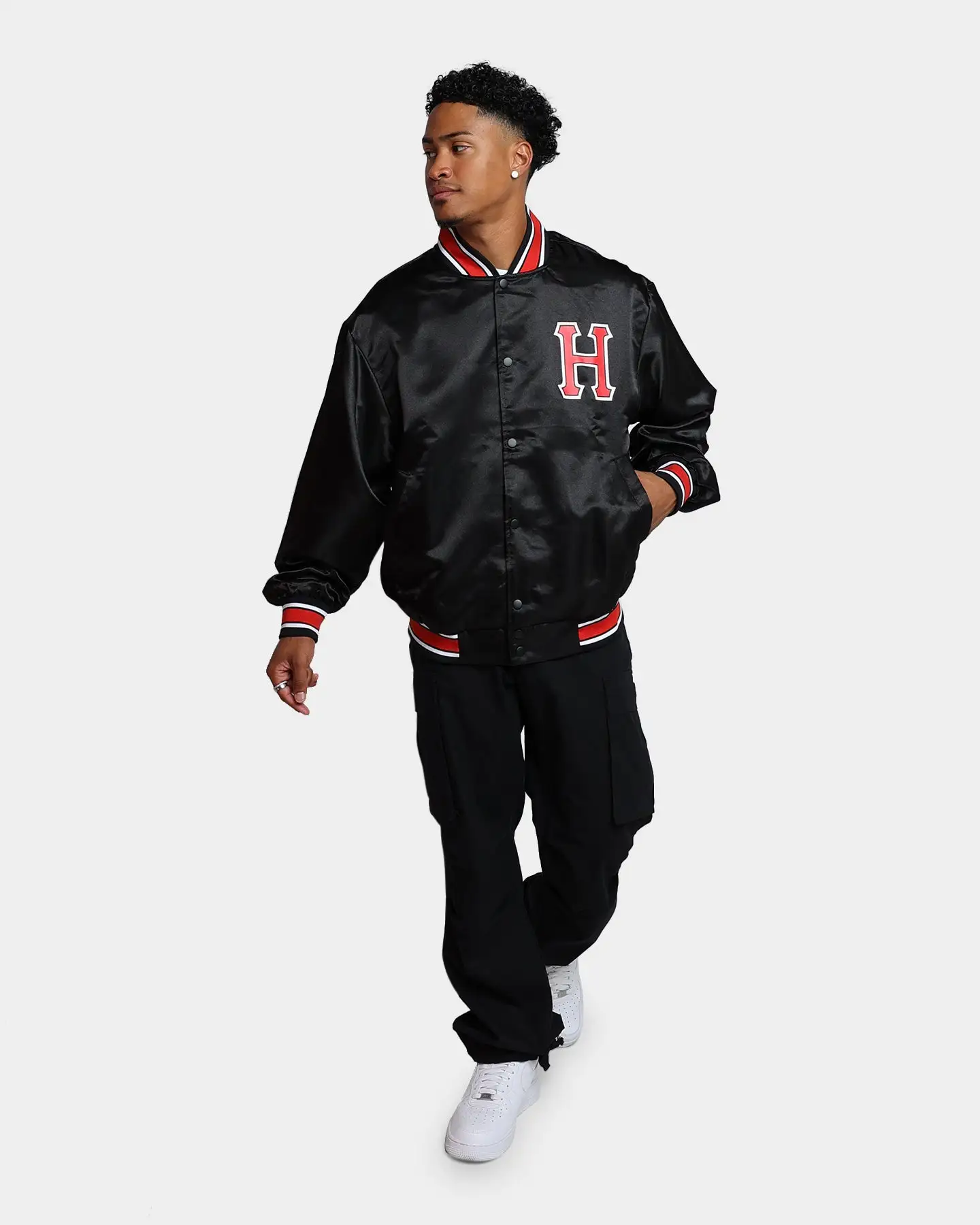 HUF Crackerjack Satin Baseball Jacket Black - Image 3