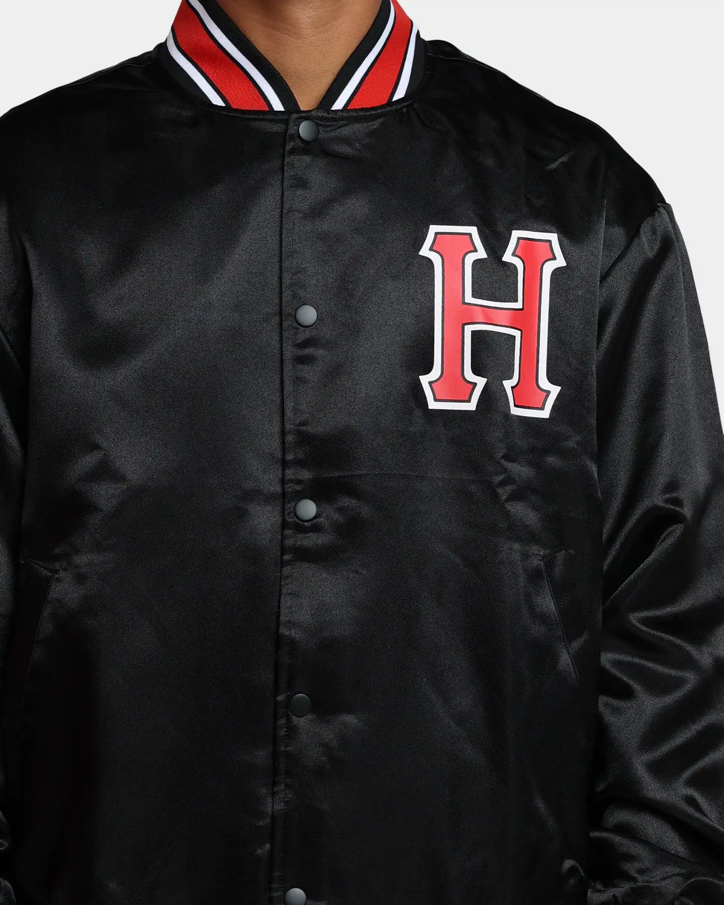 HUF Crackerjack Satin Baseball Jacket Black - Image 4