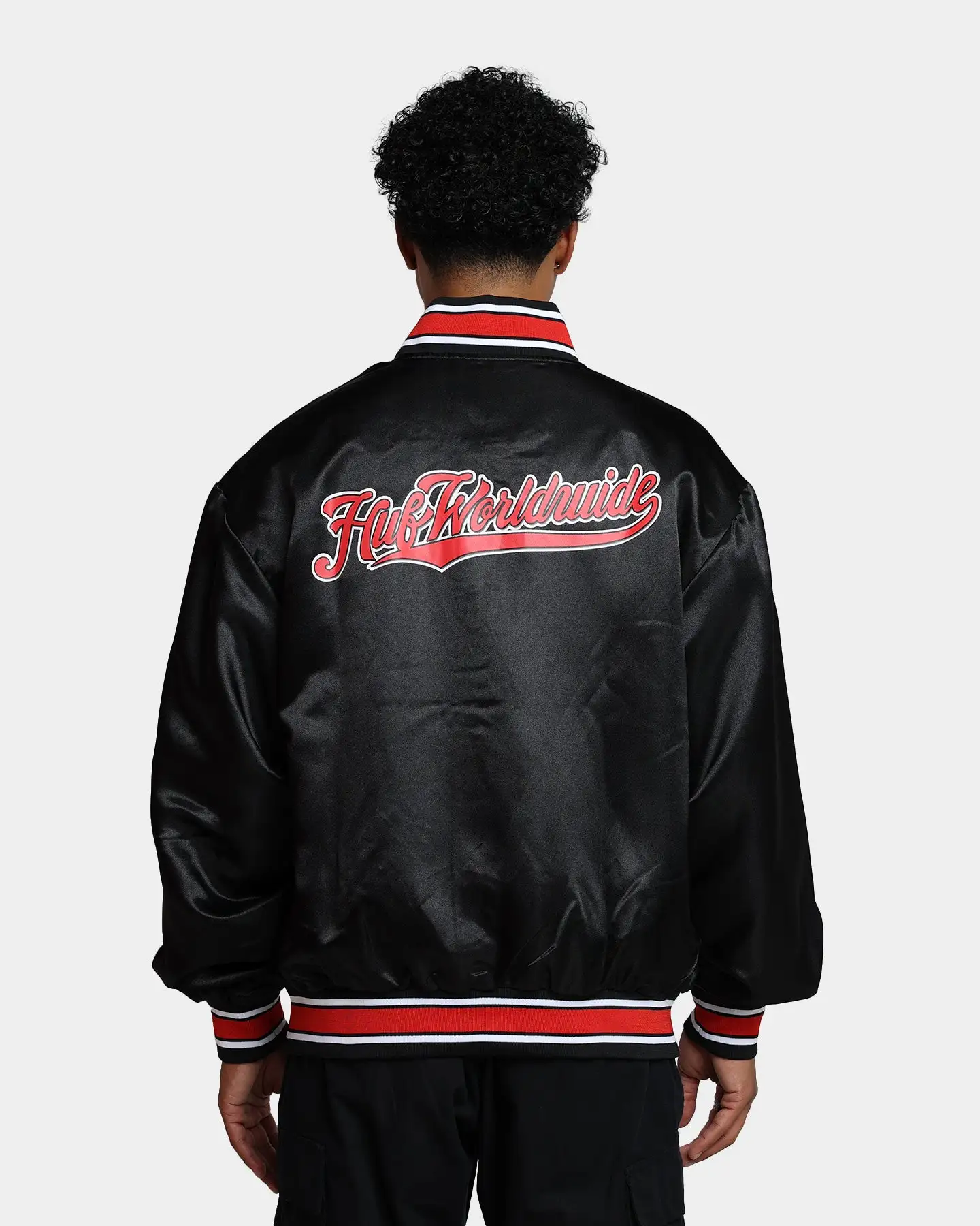 HUF Crackerjack Satin Baseball Jacket Black - Image 5