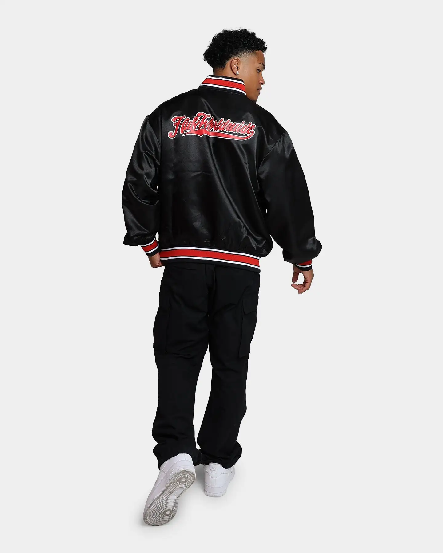 HUF Crackerjack Satin Baseball Jacket Black - Image 8
