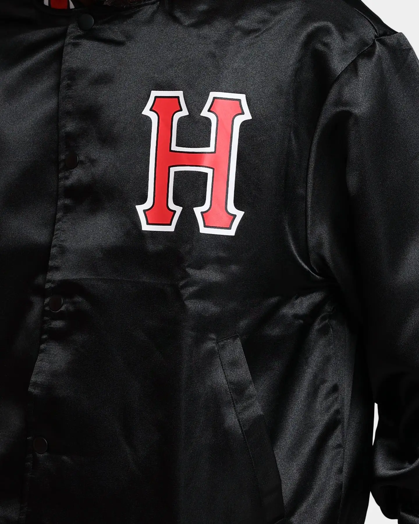 HUF Crackerjack Satin Baseball Jacket Black - Image 9