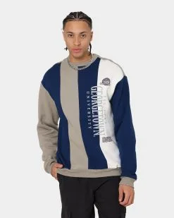NATIONAL COLLEGIATE ATHLETIC ASSC National Collegiate Athletic Association Georgetown Hoyas Vertical Panel Crewneck Grey