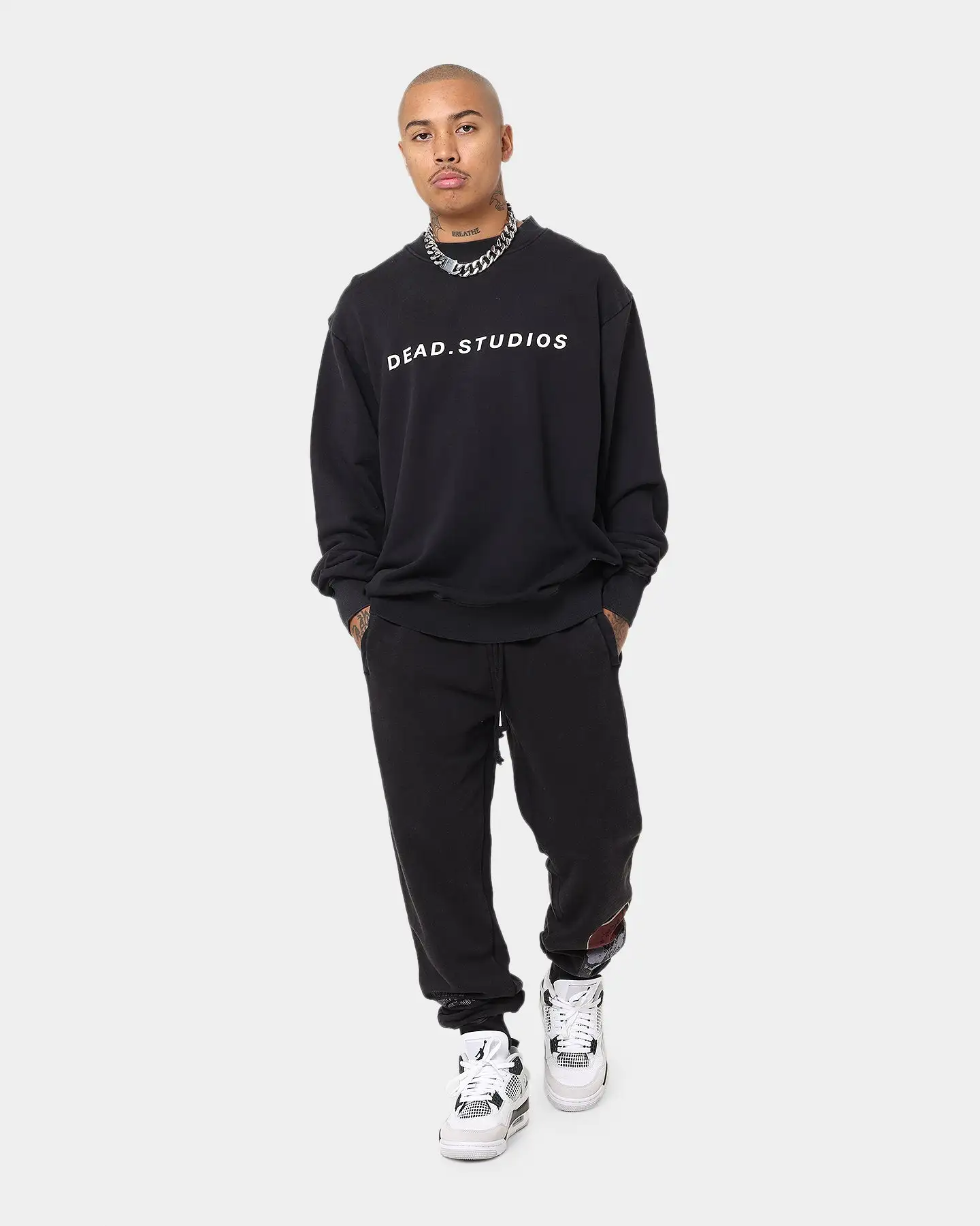 Dead Studios Signature Logo Vintage Crewneck Vintage Black/White - Image 2