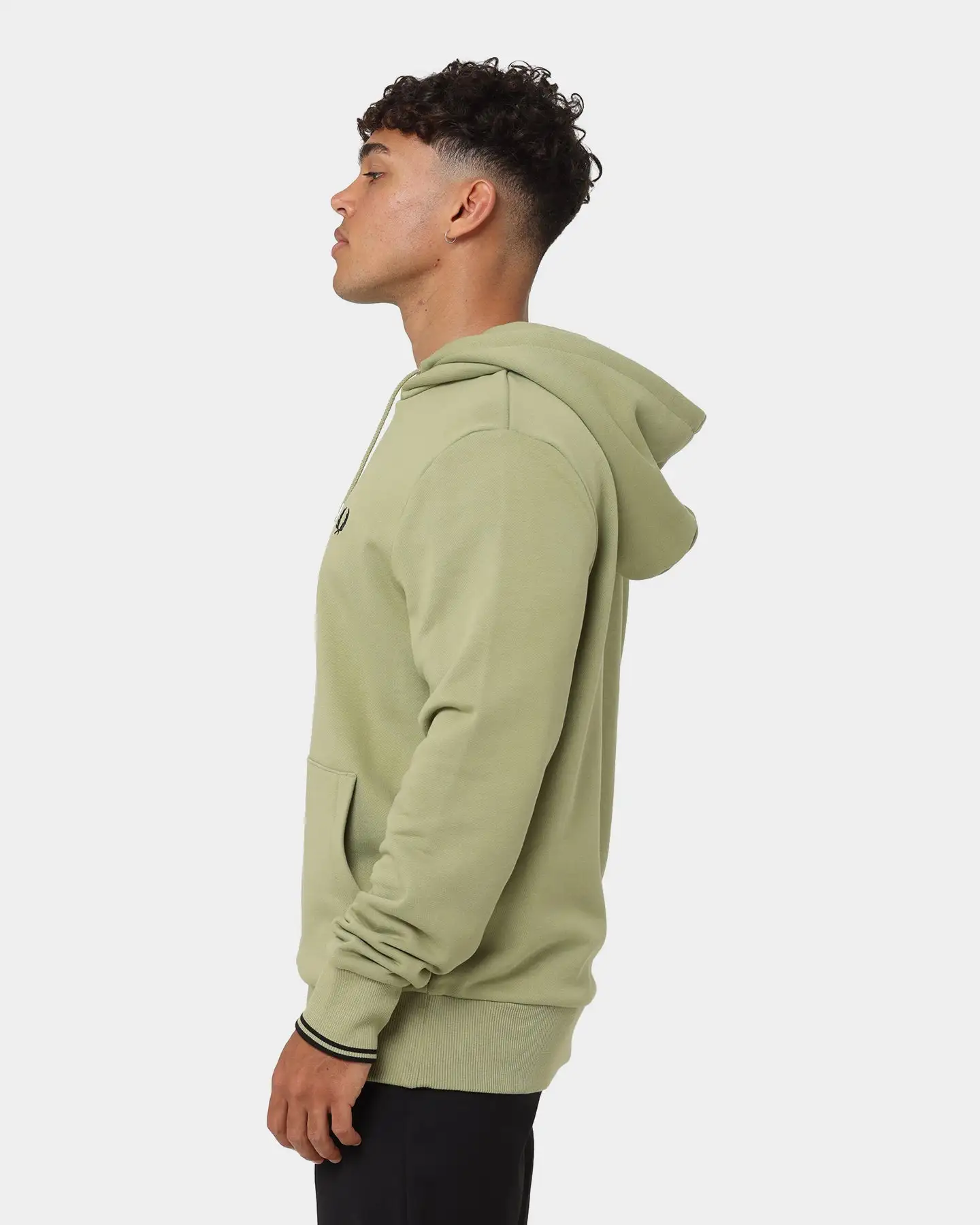 Fred Perry Tipped Hoodie Sage Green - Image 6