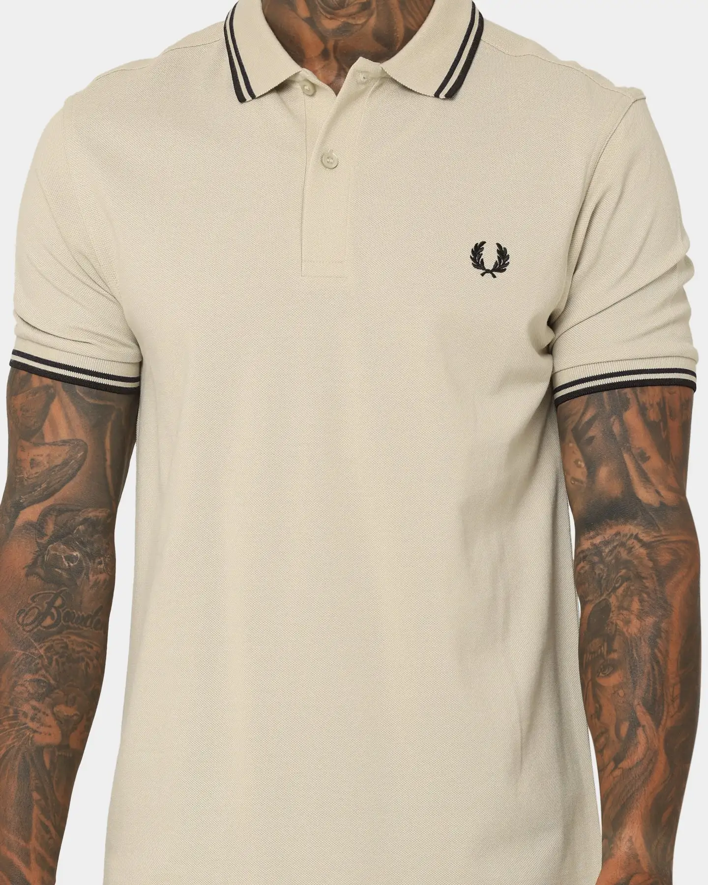 Fred Perry Twin Tipped Fred Perry Polo Shirt Light Oyster - Image 3