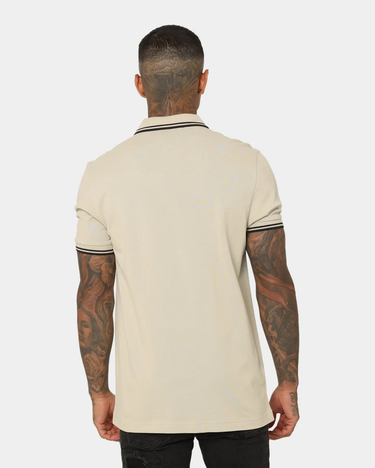 Fred Perry Twin Tipped Fred Perry Polo Shirt Light Oyster - Image 4