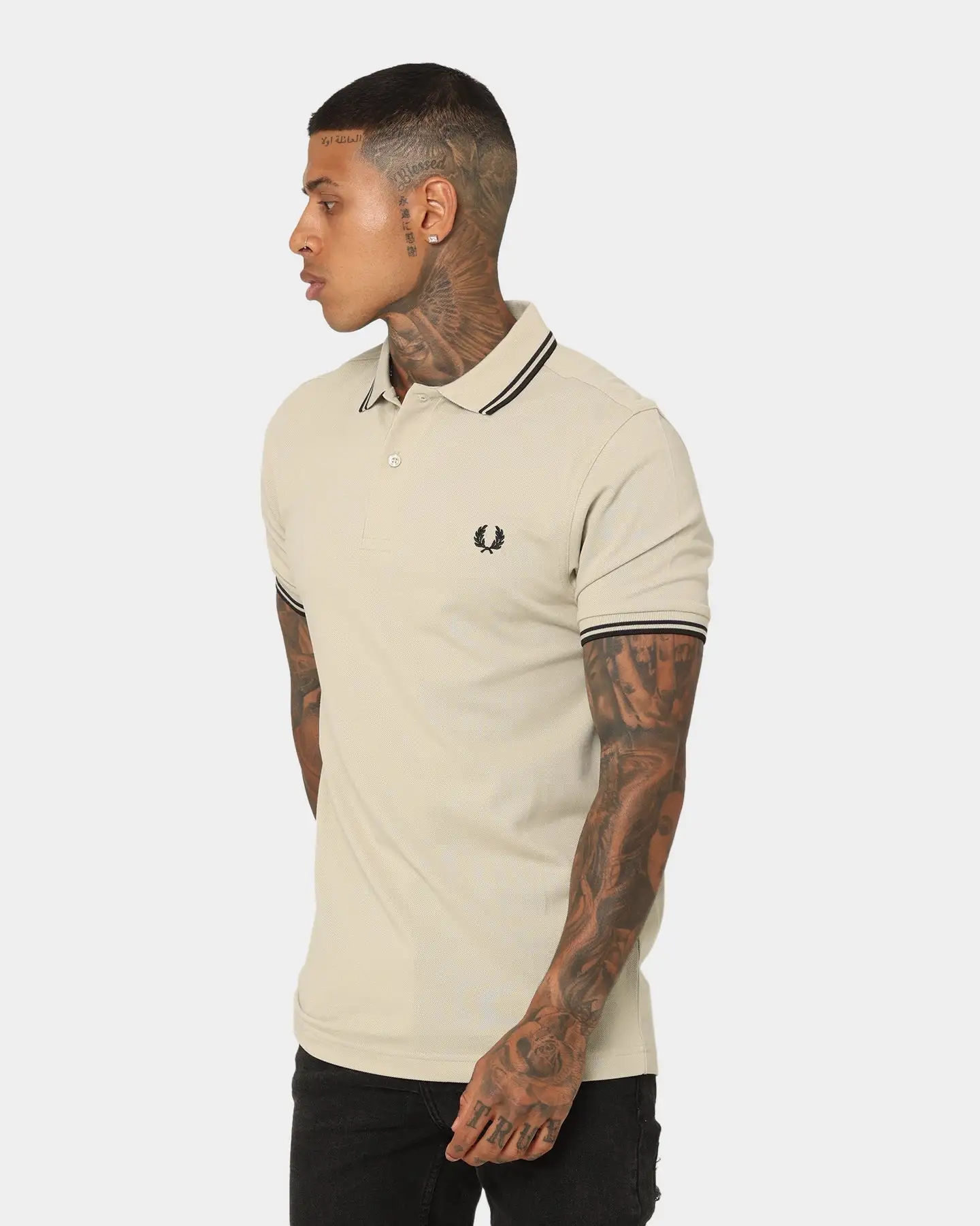 Fred Perry Twin Tipped Fred Perry Polo Shirt Light Oyster - Image 6
