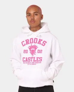 Crooks & Castles Fairfax Varsity Hoodie Hot Pink/White