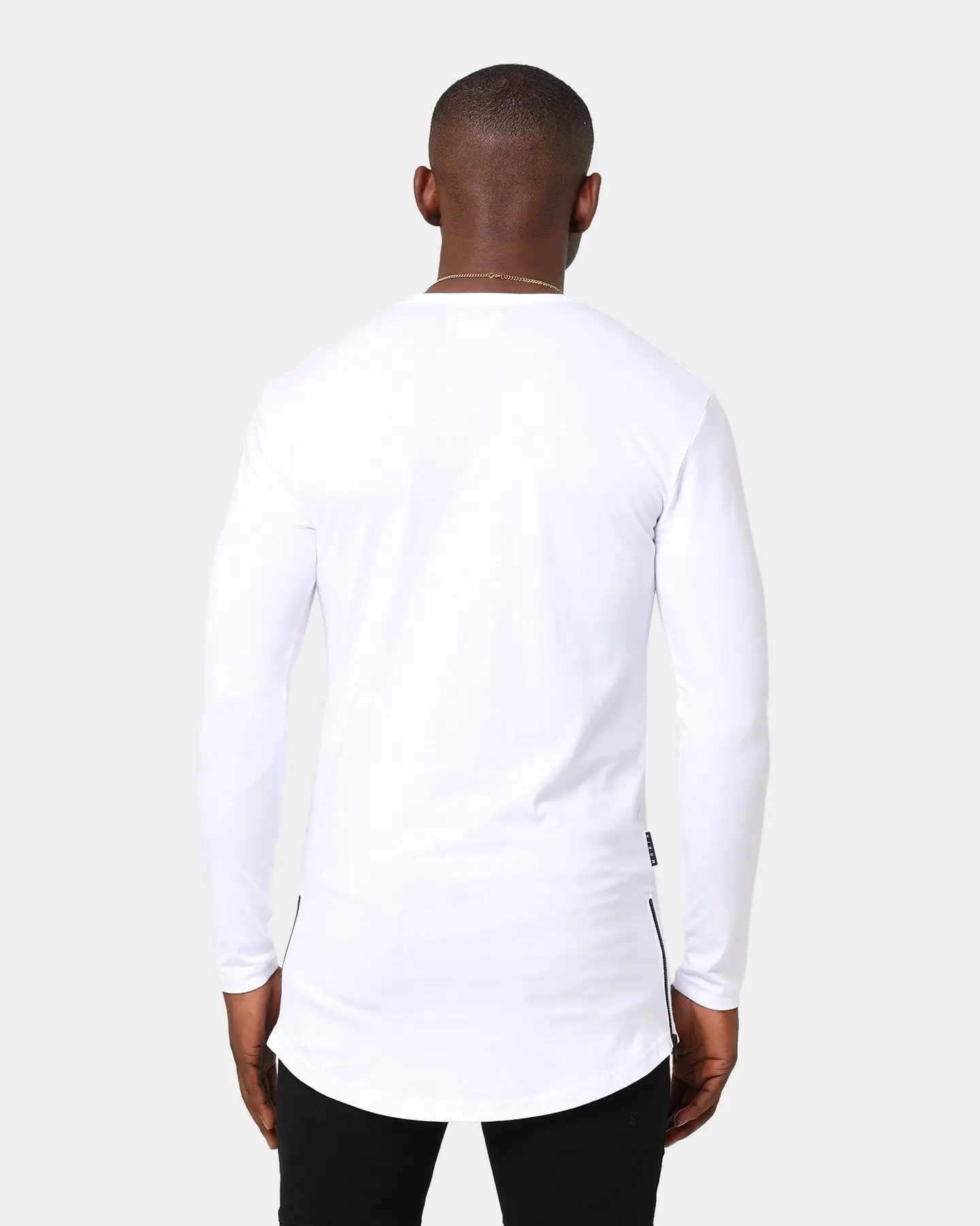 Saint Morta Homage Drop Tail Long Sleeve T-Shirt White/Black - Image 4