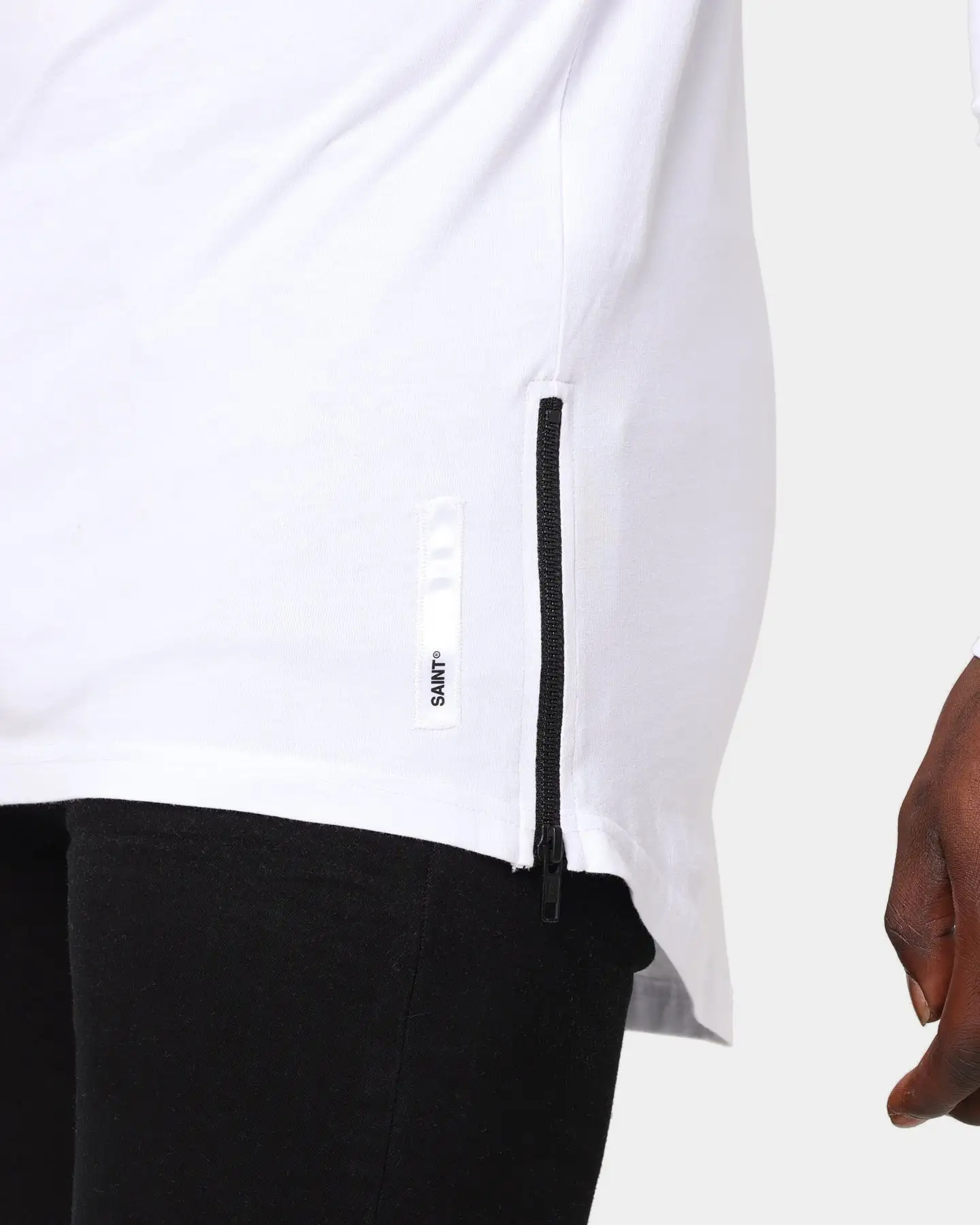 Saint Morta Homage Drop Tail Long Sleeve T-Shirt White/Black - Image 8