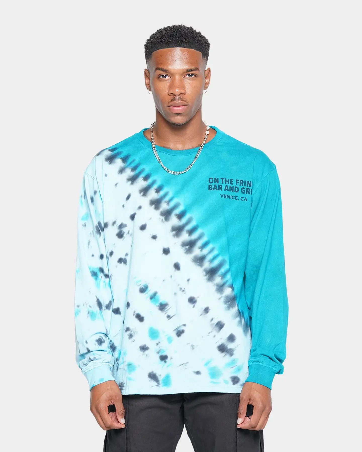 MNML Cross Washed Long Sleeve T-Shirt Blue - Image 3