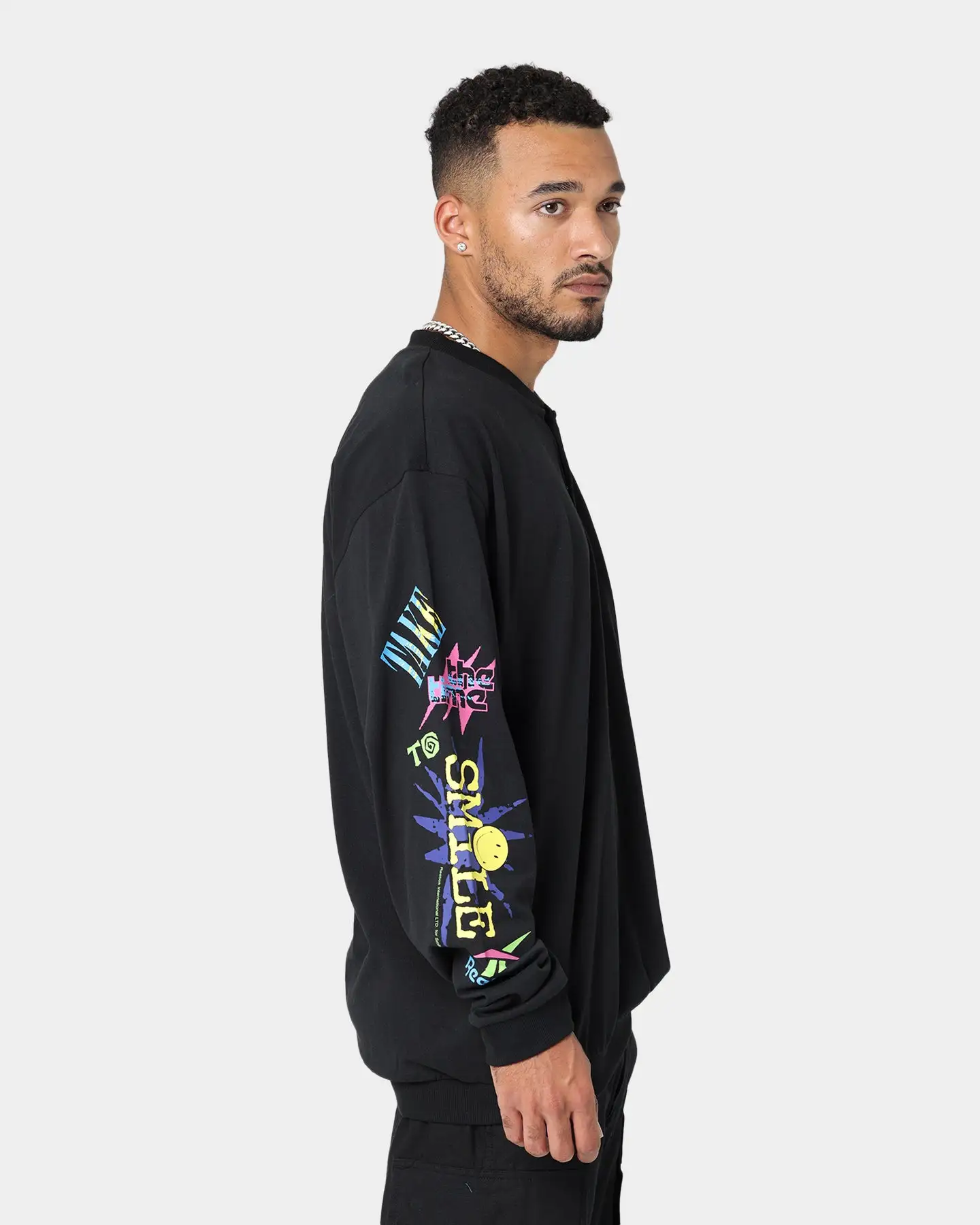Reebok Smiley Long Sleeve Jersey Crewneck Black - Image 5
