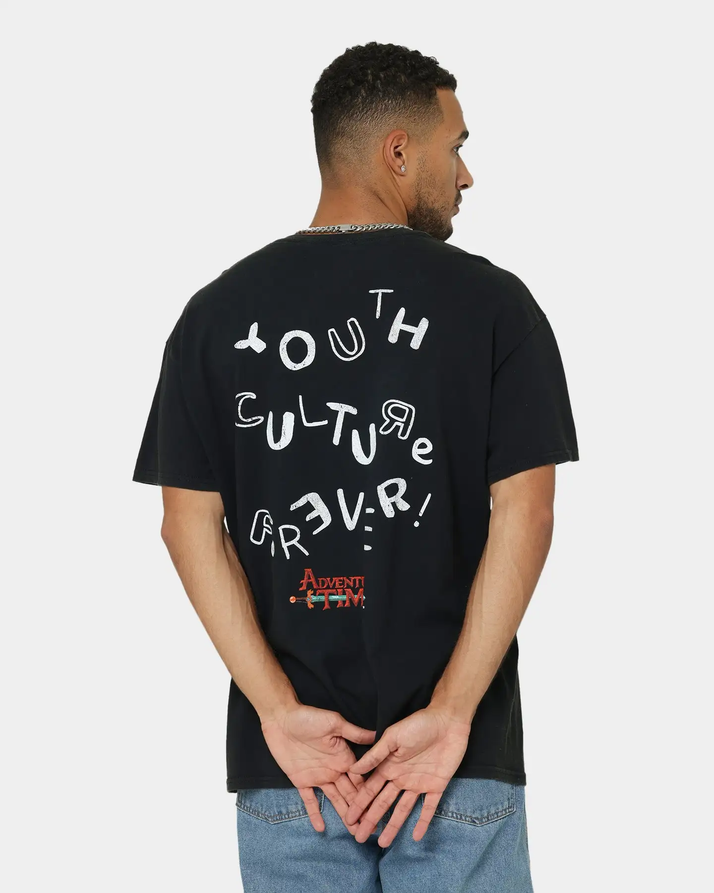 American Thrift X Adventure Time Finn The Human Vintage T-Shirt Black Wash - Image 2