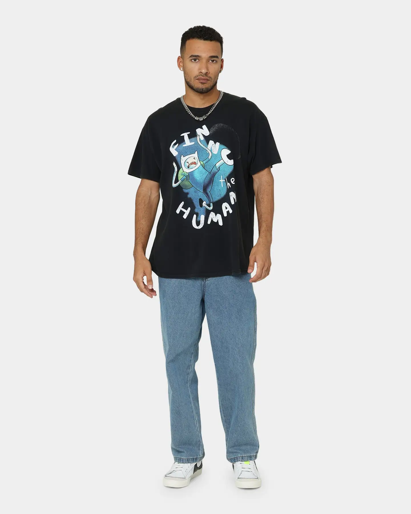 American Thrift X Adventure Time Finn The Human Vintage T-Shirt Black Wash - Image 3