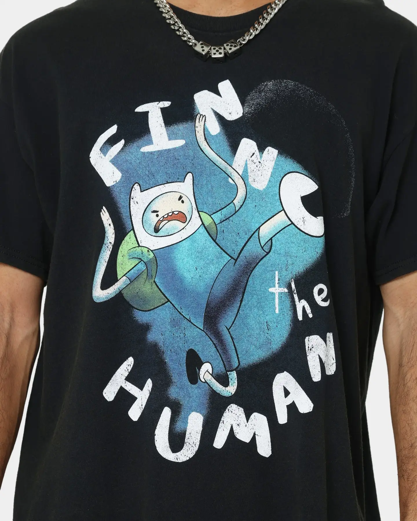 American Thrift X Adventure Time Finn The Human Vintage T-Shirt Black Wash - Image 4