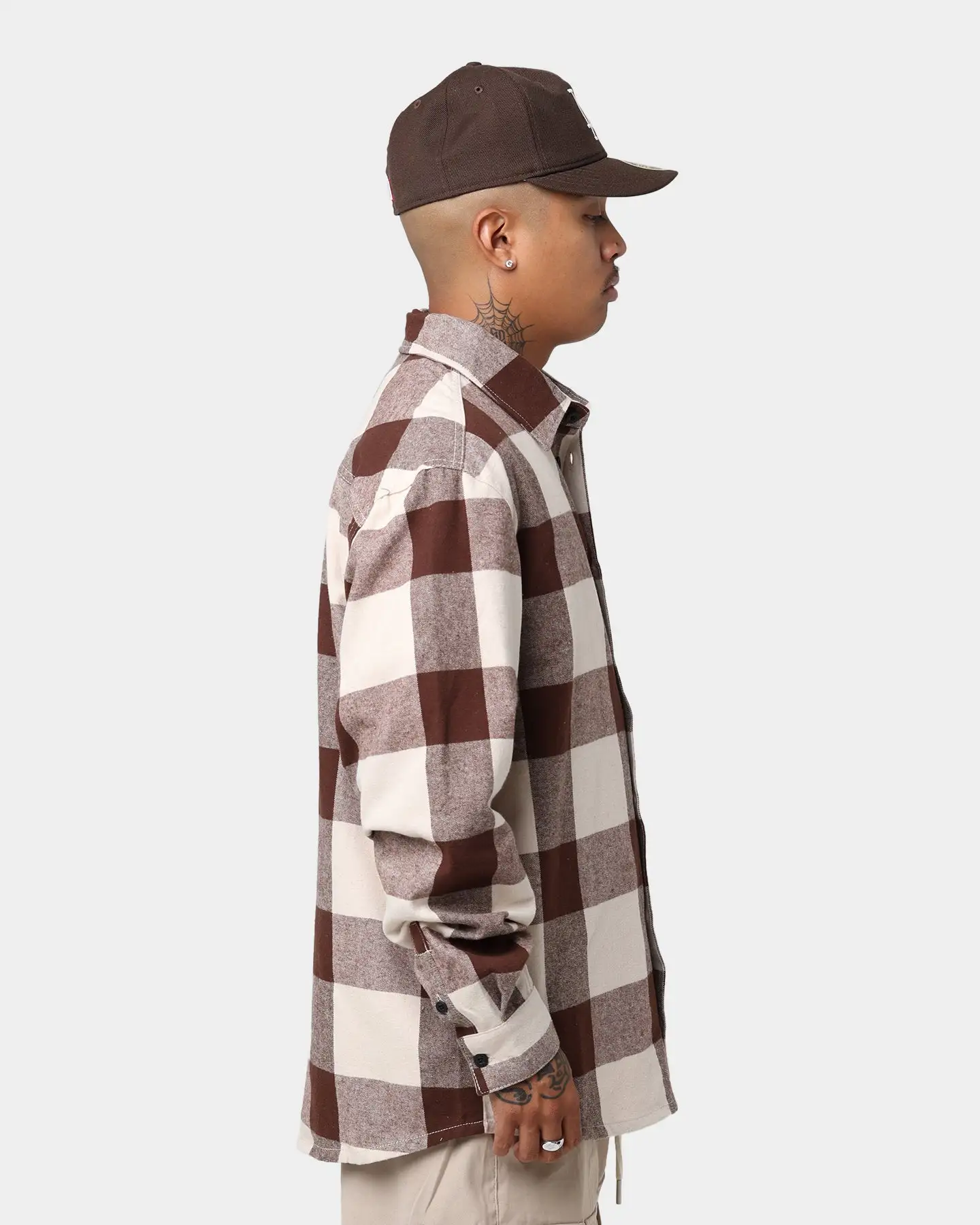 Karl Kani Chest Signature Flannel Shirt Cream - Image 5