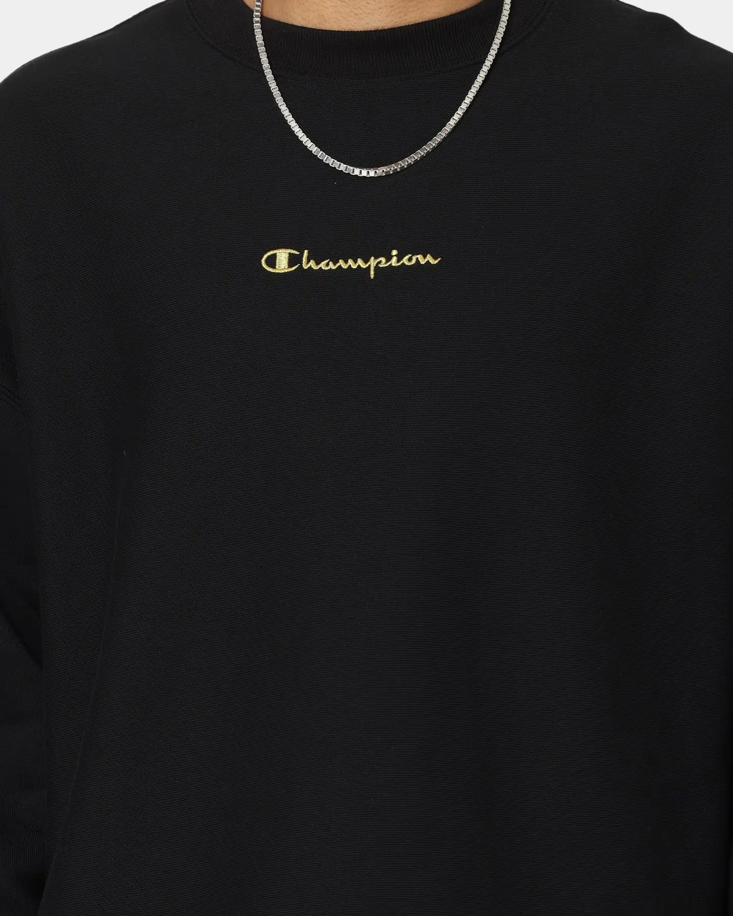 Champion Reverse Weave Relaxed Hem Crewneck Black/Gold - Image 3
